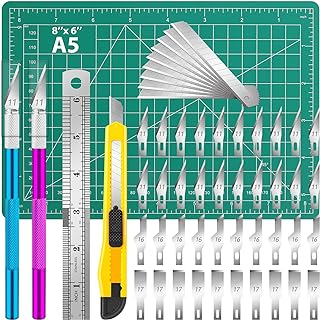 DIYSELF Exacto Knife Set, 2 Pcs Craft Knife with 40 Pcs Hobby Knife Replacement Blades, Hobby Knife Kit for Scrapbooking, Stencil, Fondant, Paper, Sharp Precision Knife for Art Carving