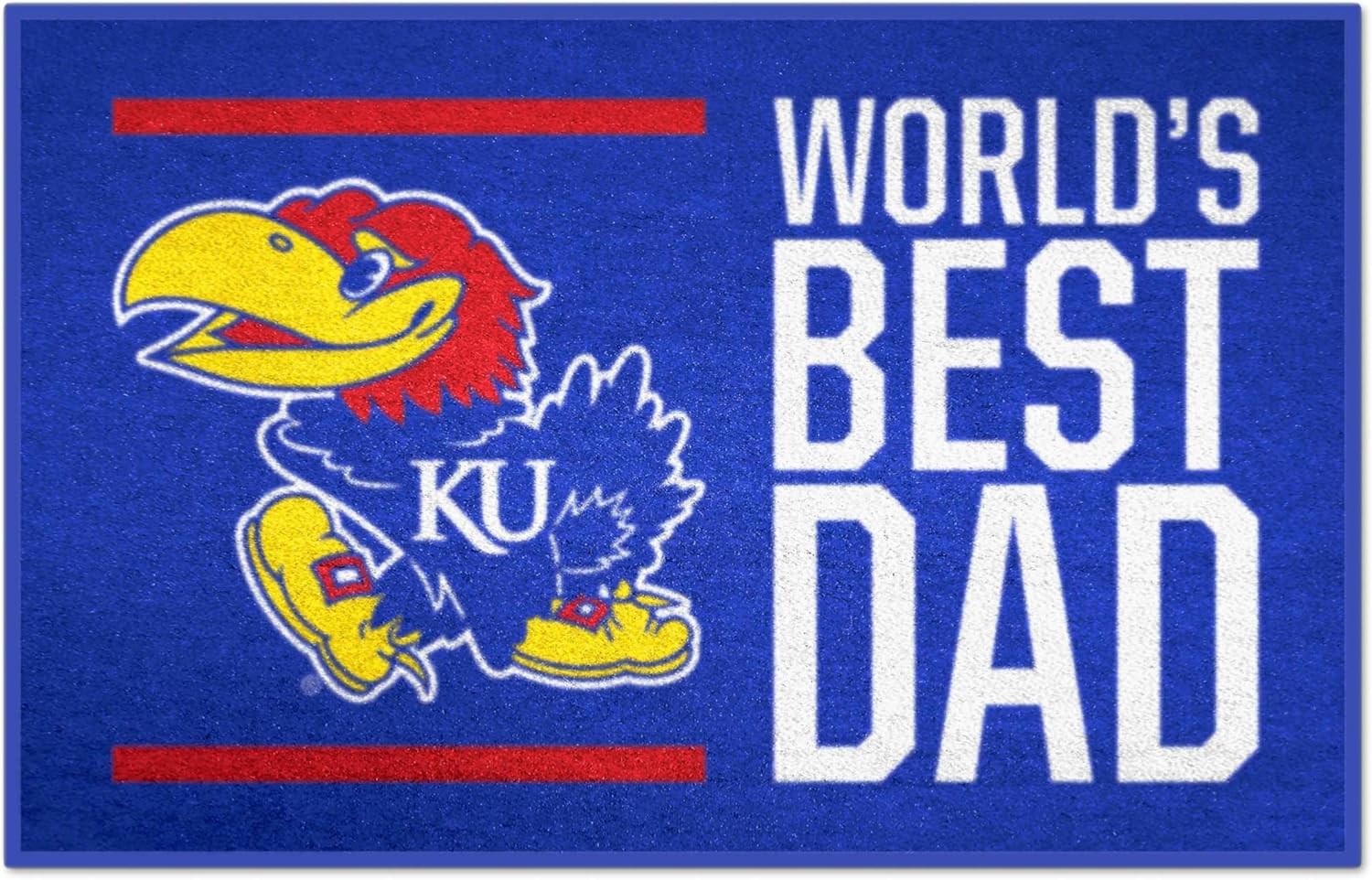 FANMATS 18220 Kansas Jayhawks Starter Mat Accent Rug - 19in. x 30in. | Sports Fan Home Decor Rug and Tailgating Mat World's Best Dad Starter Mat