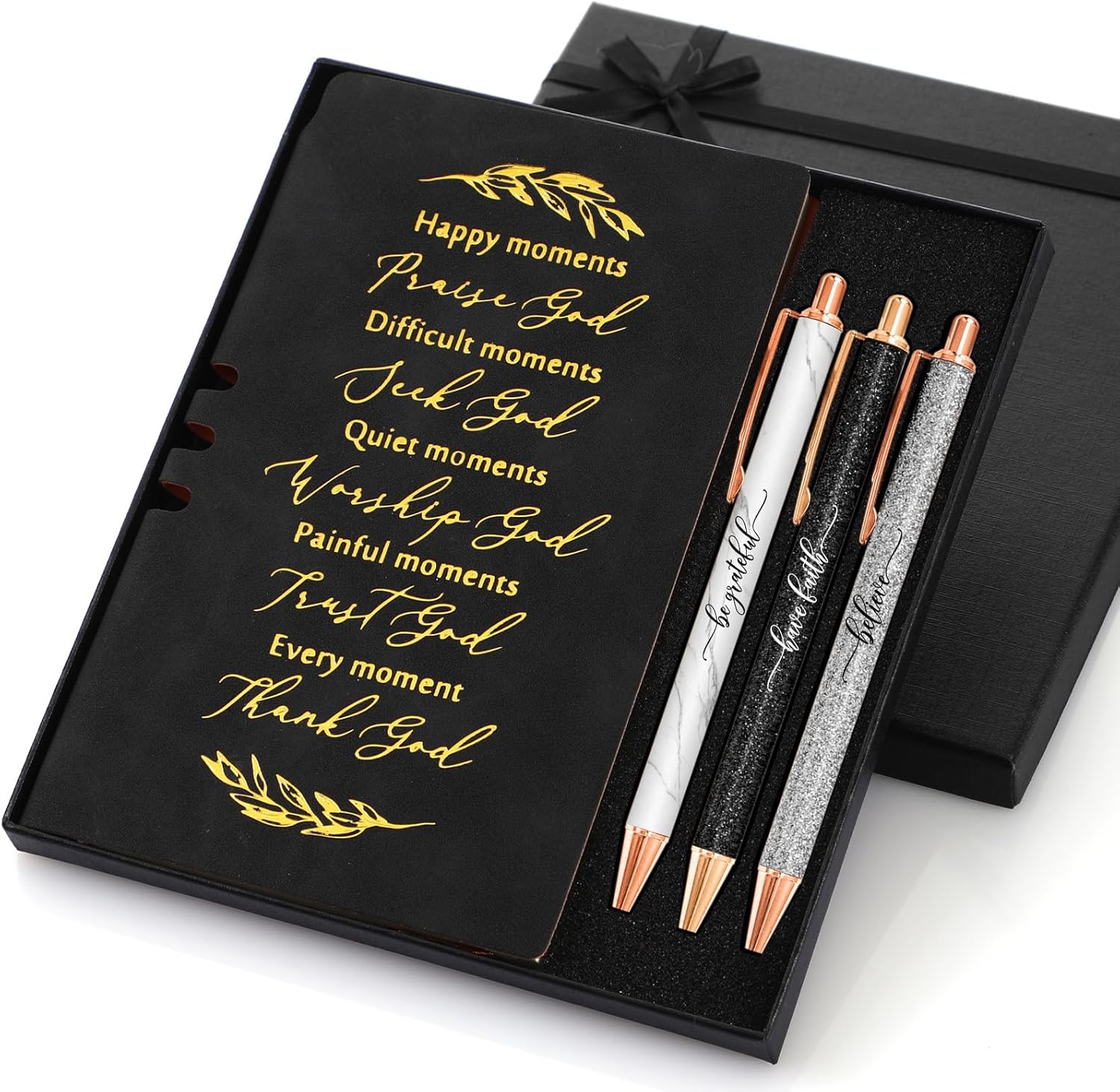 Spakon 5 Pcs Christian Gifts for Women Christian Easter Gifts Prayer Journal Religious for Women God Notebook Pen with Gift Box Scripture Notepad for Church Sunday School Favors