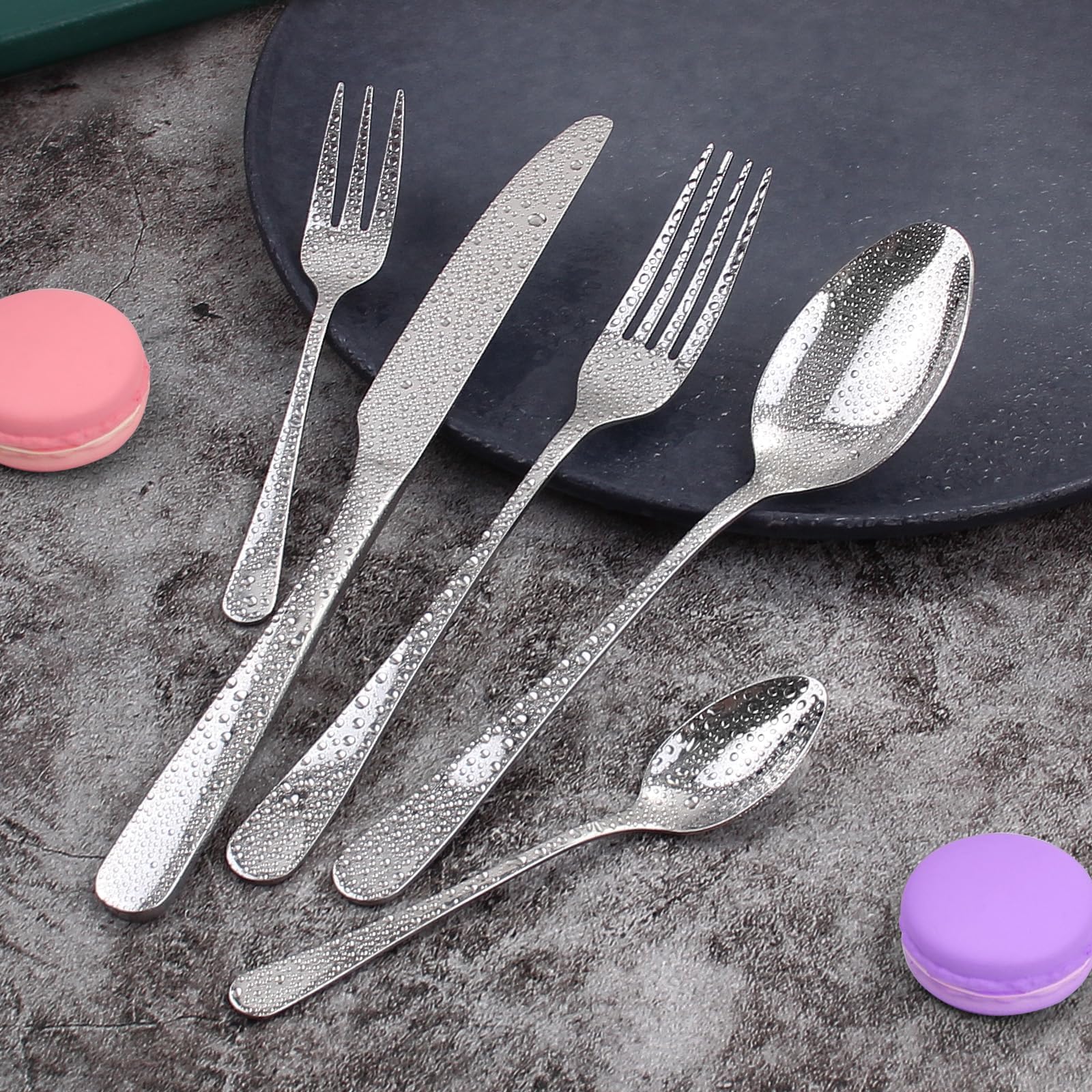 Juego de cubiertos para 12 personas, 60 piezas, juego de cubertería con cuchillo, tenedor, cuchara, cubiertos de acero inoxidable pulido espejo, apto para lavavajillas