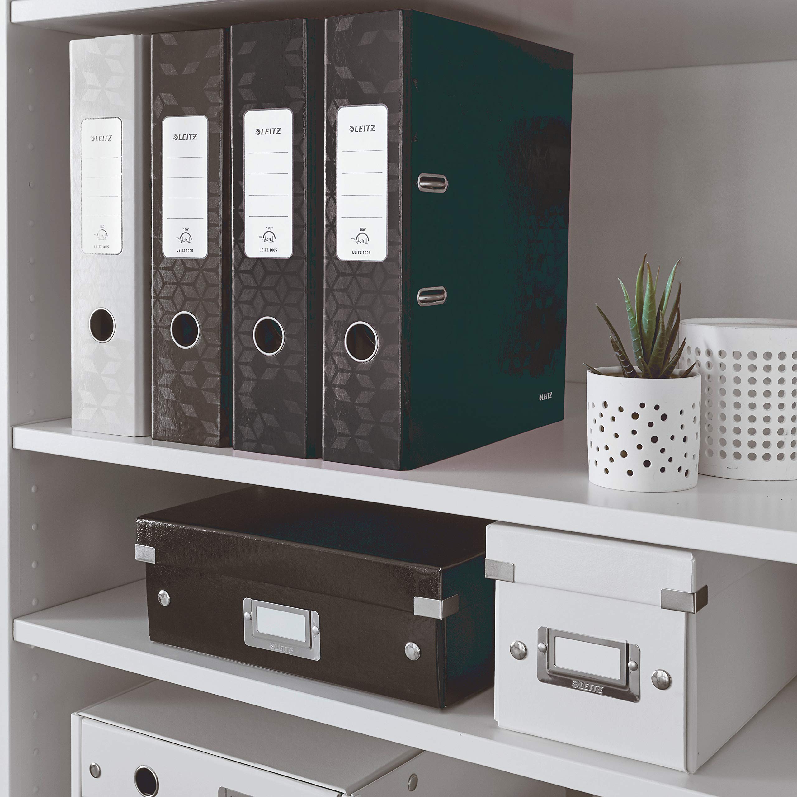 Leitz Aktenordner A4, schwarz, 80 mm Rückenbreite, WOW-Reihe, Aktenordner und Ordner, 10052095, 10 Stück, Design kann variieren