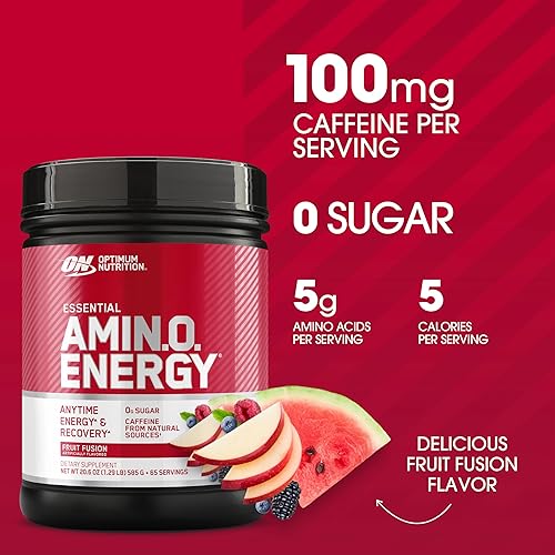 Miniatura 10 de Optimum Nutrition Amino Energy - Polvo energético preentrenamiento con té verde BCAA aminoácidos extracto de café verde apto para dieta cetogénica