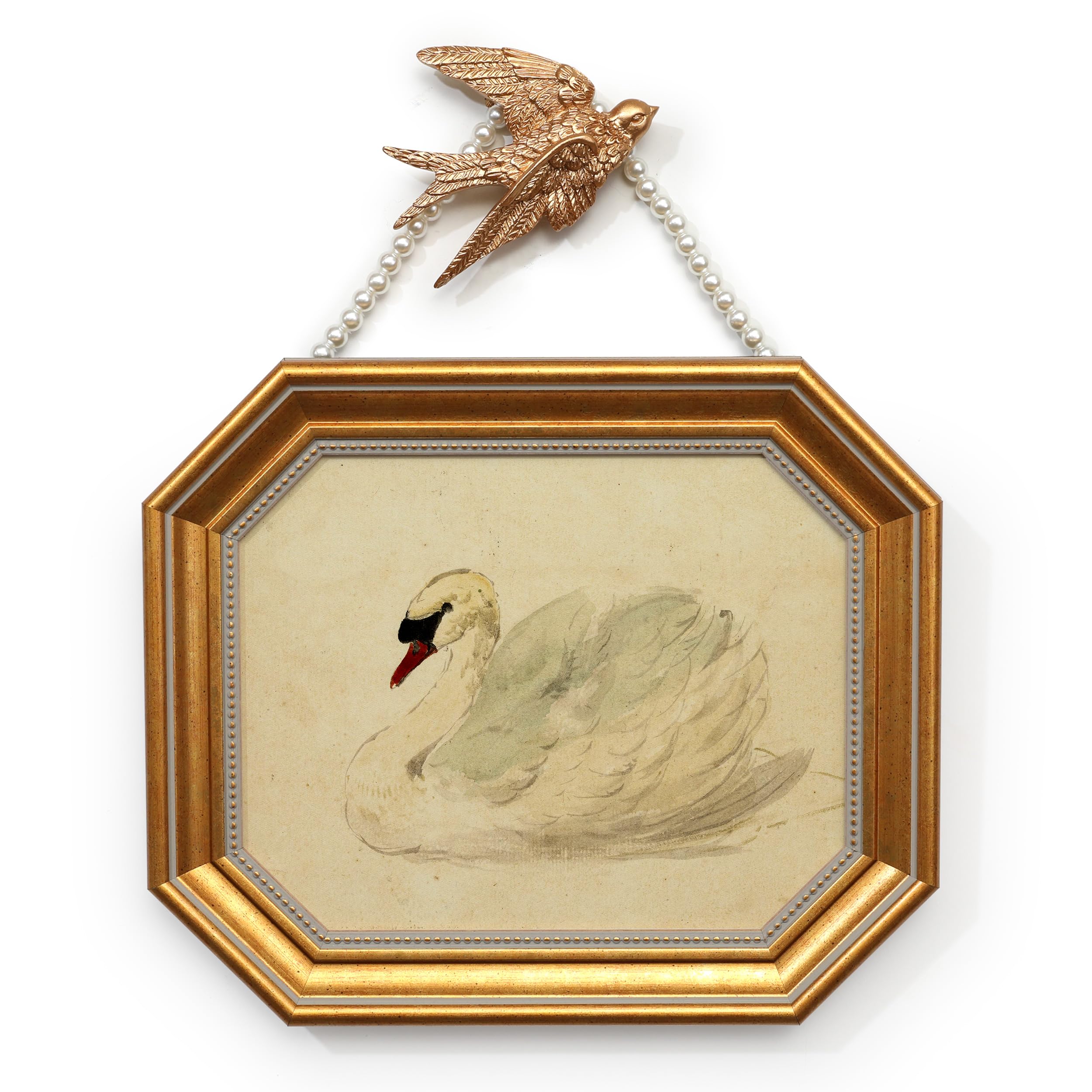 Photo 1 of SoochART Gold Framed Swan Painting Print 8"x10"