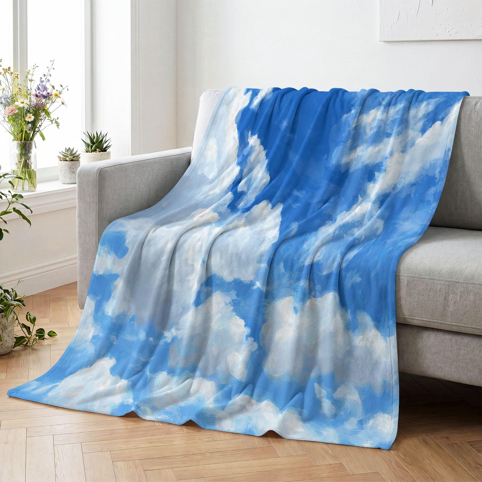 Generisch Natura białe chmury dziecięcy koc do przytulania 150 x 200 cm
