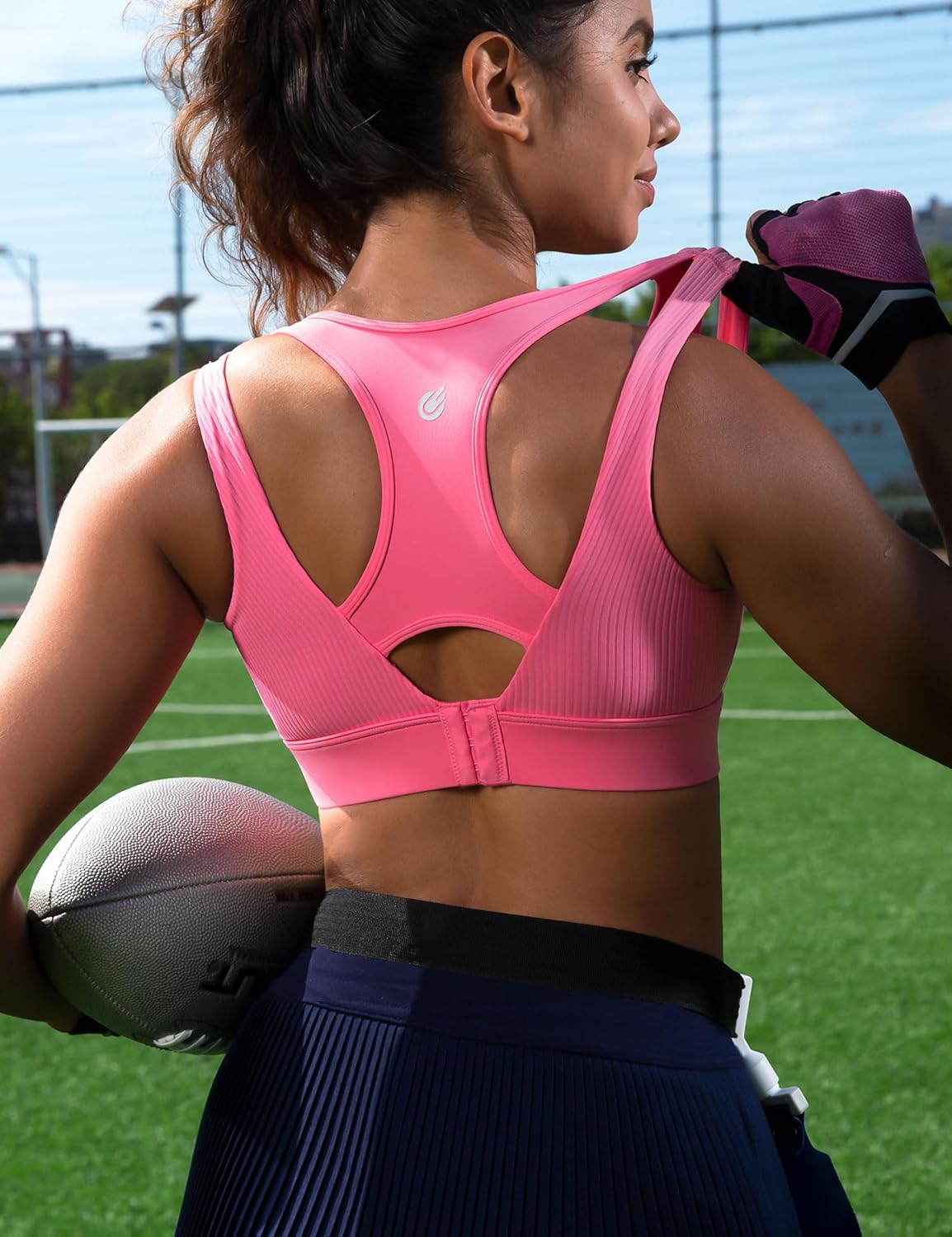 Cordaw Racerback Sports Bras for Women High Support, Molded Cup High Impact Hook Back Yoga Running Bra - Image 3