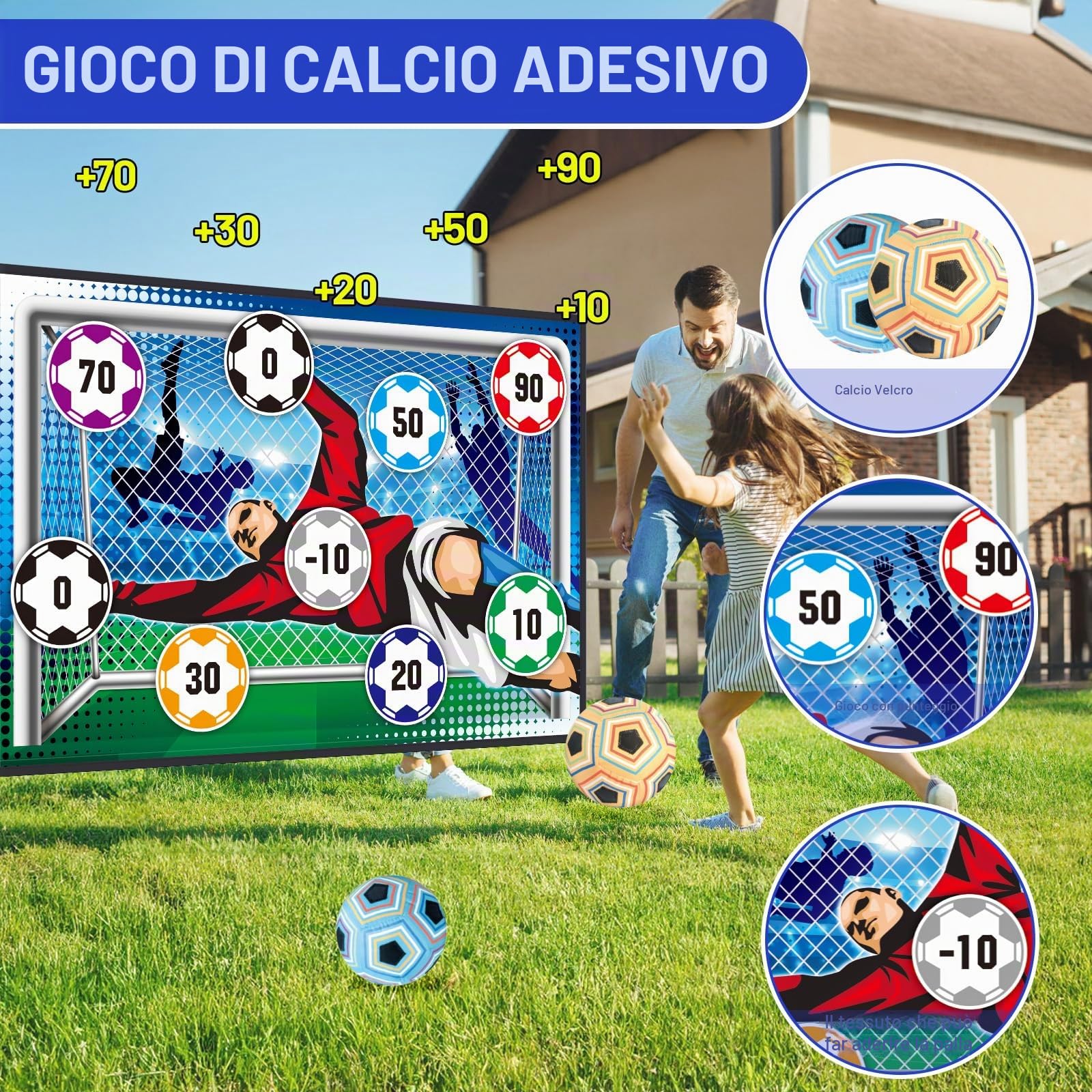 Set da Gioco con Pallone da Calcio per Bambini 3 4 5 6 7 8 Anni,Porta da Calcio Giocattolo per Interni ed Esterni con 2 Palline,Giocattolo Sportivo Regalo Compleanno per Bambini