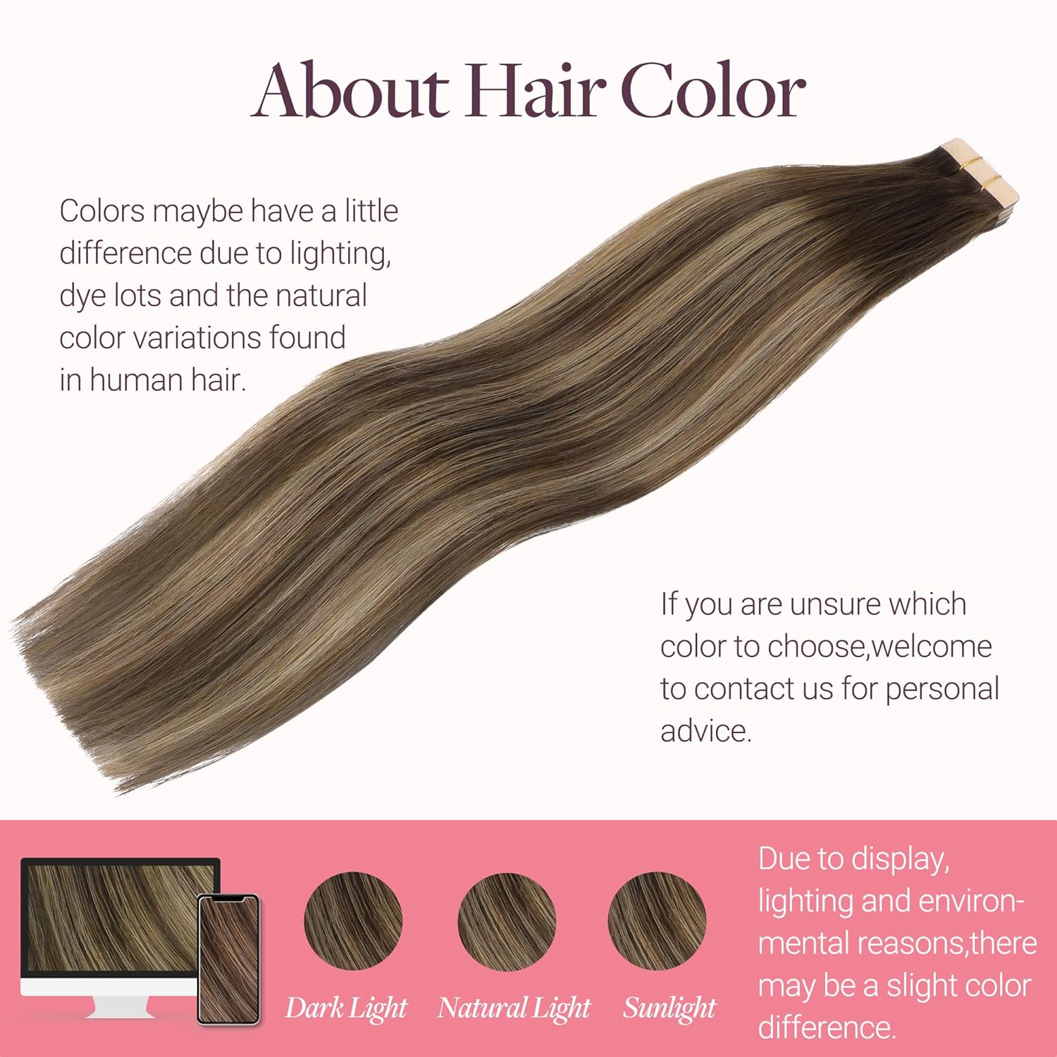 GOO GOO Tape in Hair Extensions Human Hair, 4/27/4 Balayage Chocolate Brown to Caramel Blonde, 18inch 50g 20pcs, Skin Weft Seamless Invisible, Silky Straight with Thick Ends, Remy Human Hair