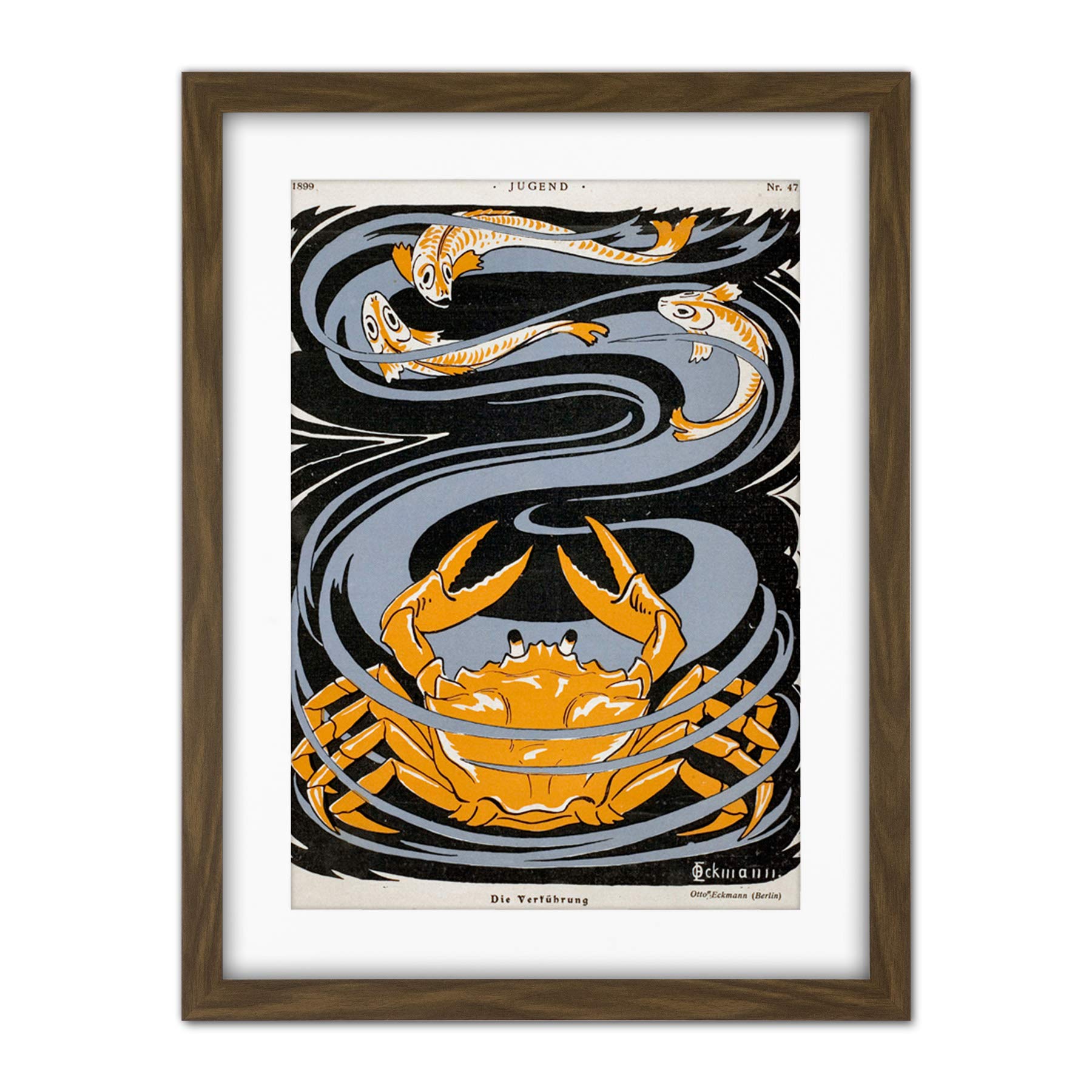 Wee Blue Coo Magazine Cover Jugend Crab Fish Artwork Framed Wall Art Print 18X24 Inch