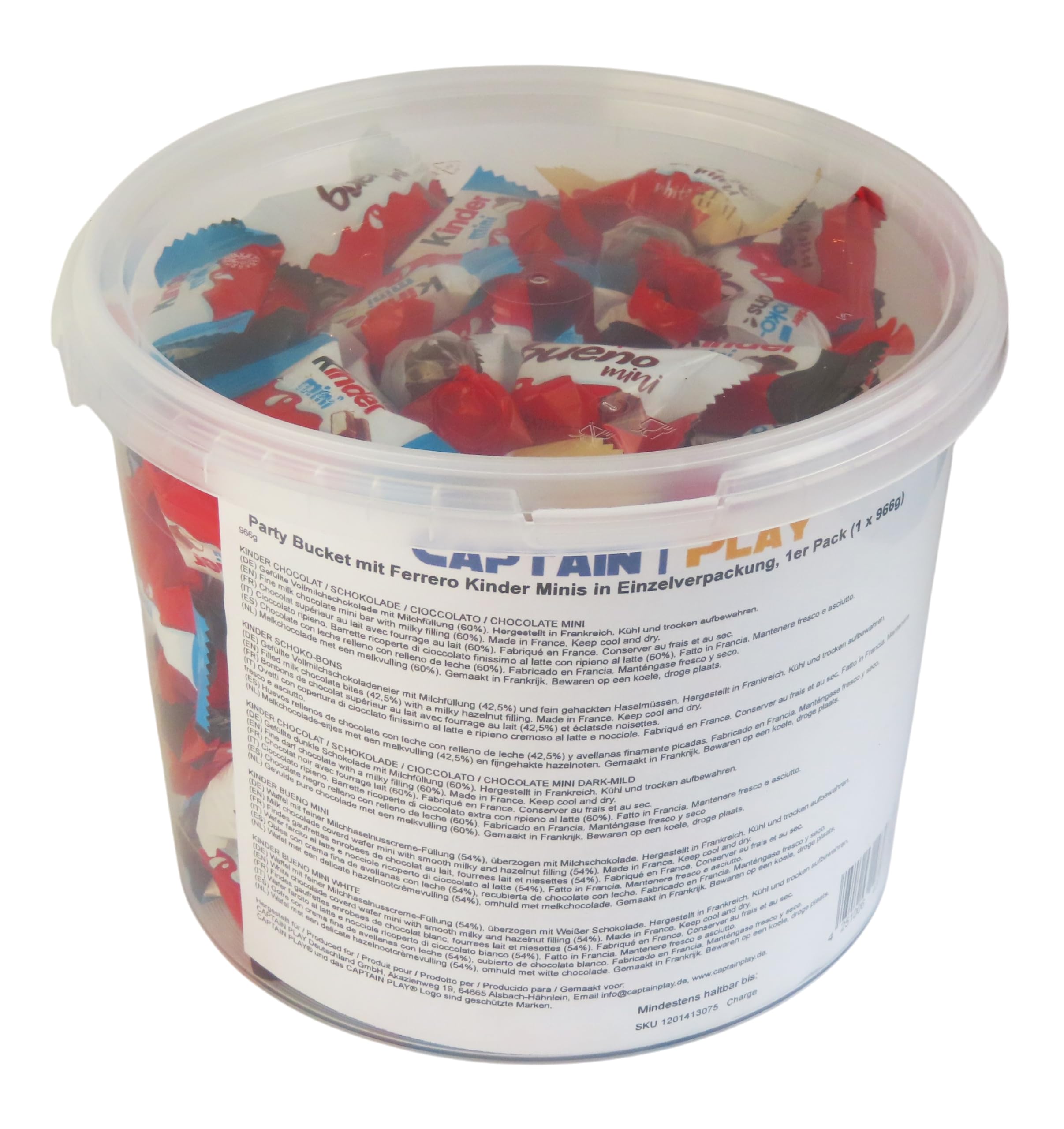 Party Bucket mit Ferrero Kinder Minis in Einzelverpackung, 1er Pack (1 x 966g) Lebensmittel & Getränke
