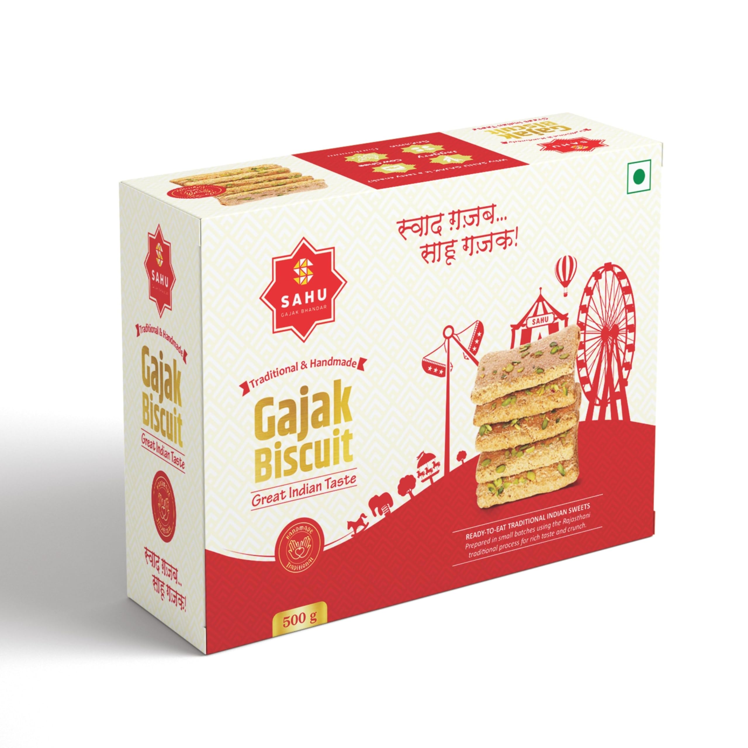 SAHU GAJAK BHANDAR Khasta Gud Gajak 500g | Til Gud | Till Patti | Gachak | Gur Tilkut | Jaggery Sweets | No Preservatives | Made With Cow Ghee | Traditional Snack