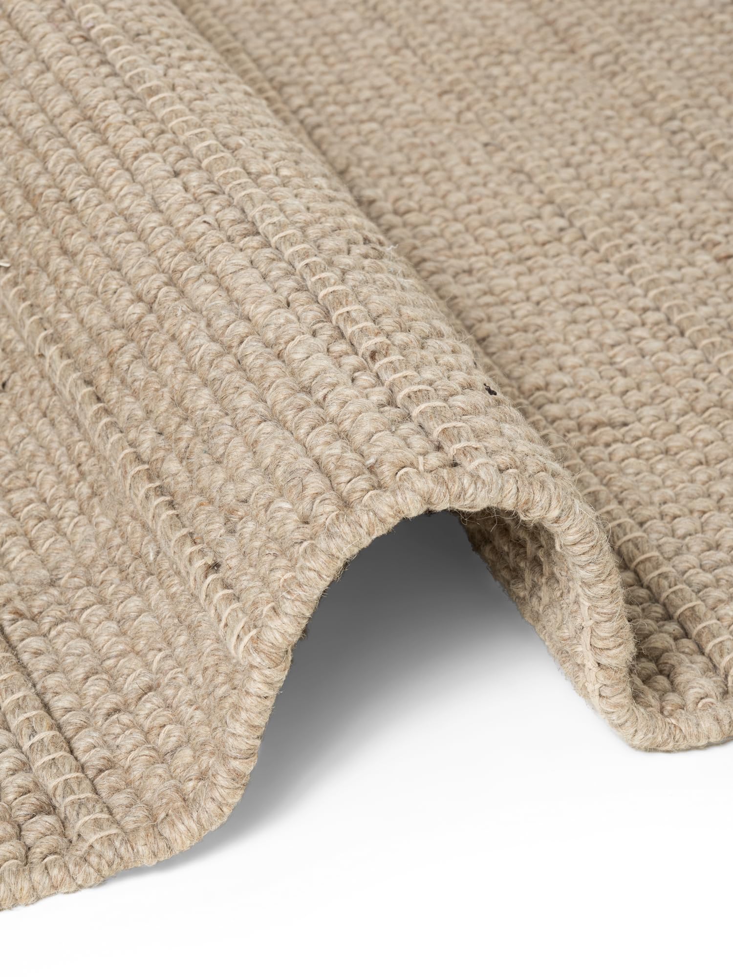 Ted Baker Wollteppich Parker - Natürlicher Wohnzimmerteppich, 100% Wolle, Handgewebt & Zeitlos, Naturfaser Teppich Gestreift Skandi für Wohnzimmer, Schlafzimmer, Esszimmer – Beige, 80x150 cm