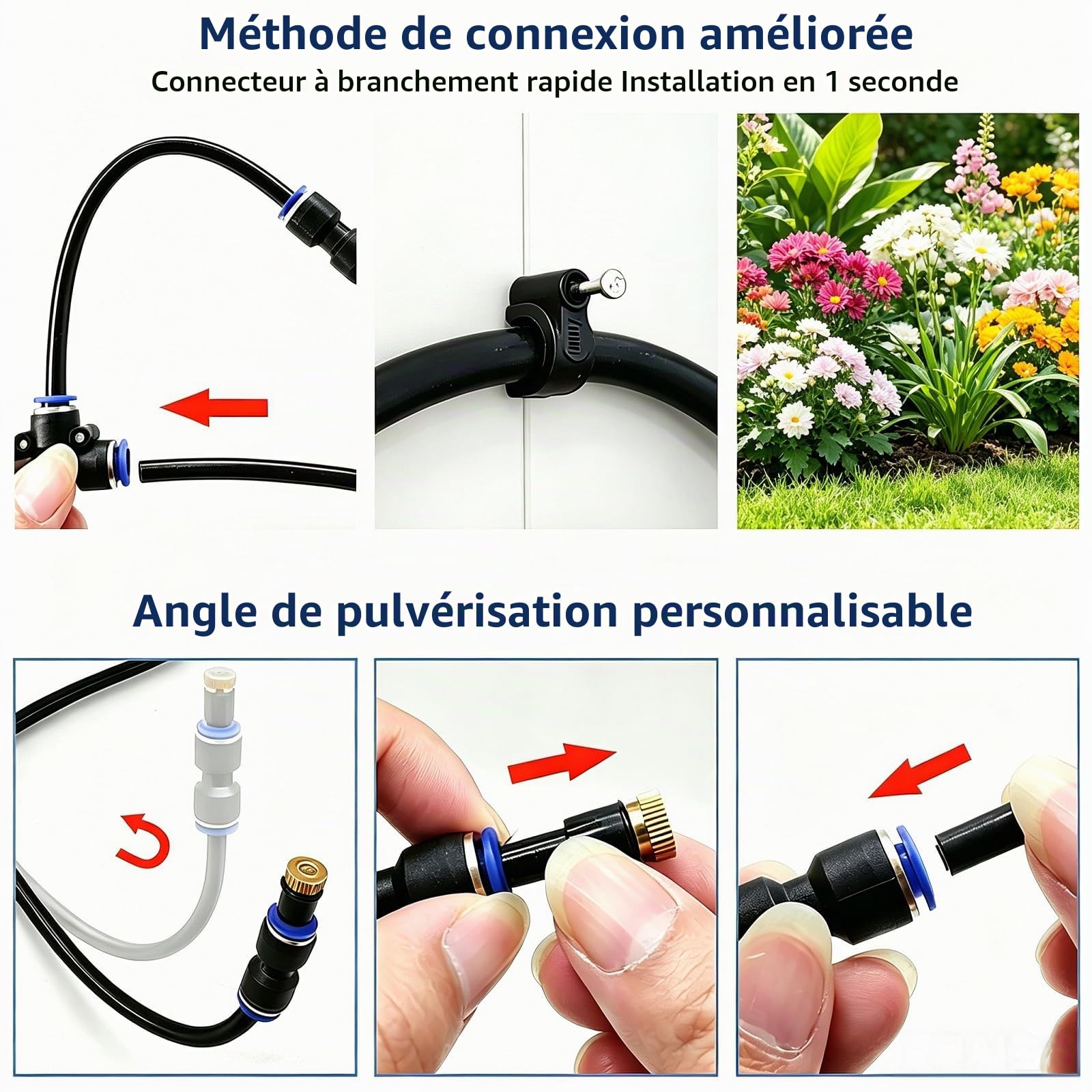 Système Brumisation 20 m, 20 Buses Laiton 3/4", sans électricité | Chakedix Kit Brumisation 20 m, 20 buses laiton, adaptateur 3/4", rafraîchit 20°C, sans électricité, anti-UV, terrasse jardin