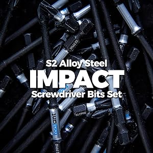 toolant 7pcs TB-Fit Electrician Impact Screwdriver Bit Set, 1/4 Hex-Shank S2 Steel, CNC Machined Tips with Magnetism, FPH1PH1-SL4.5FPH2PH2-SL6Screwdriver Bit Set