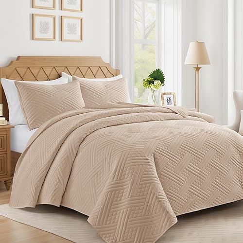 Miniatura 2 de Juego de edredón tamaño California King, color gris topo, juego de ropa de cama de verano ligero de gran tamaño, colcha y colcha de microfibra