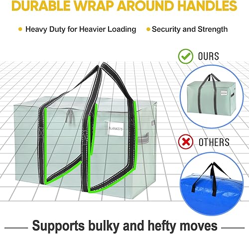 Miniatura 5 de VENO - Paquete de mudanzas, cajas de almacenamiento para embalaje universitario con tapas alternativas, para dormitorio, extragrande, asas