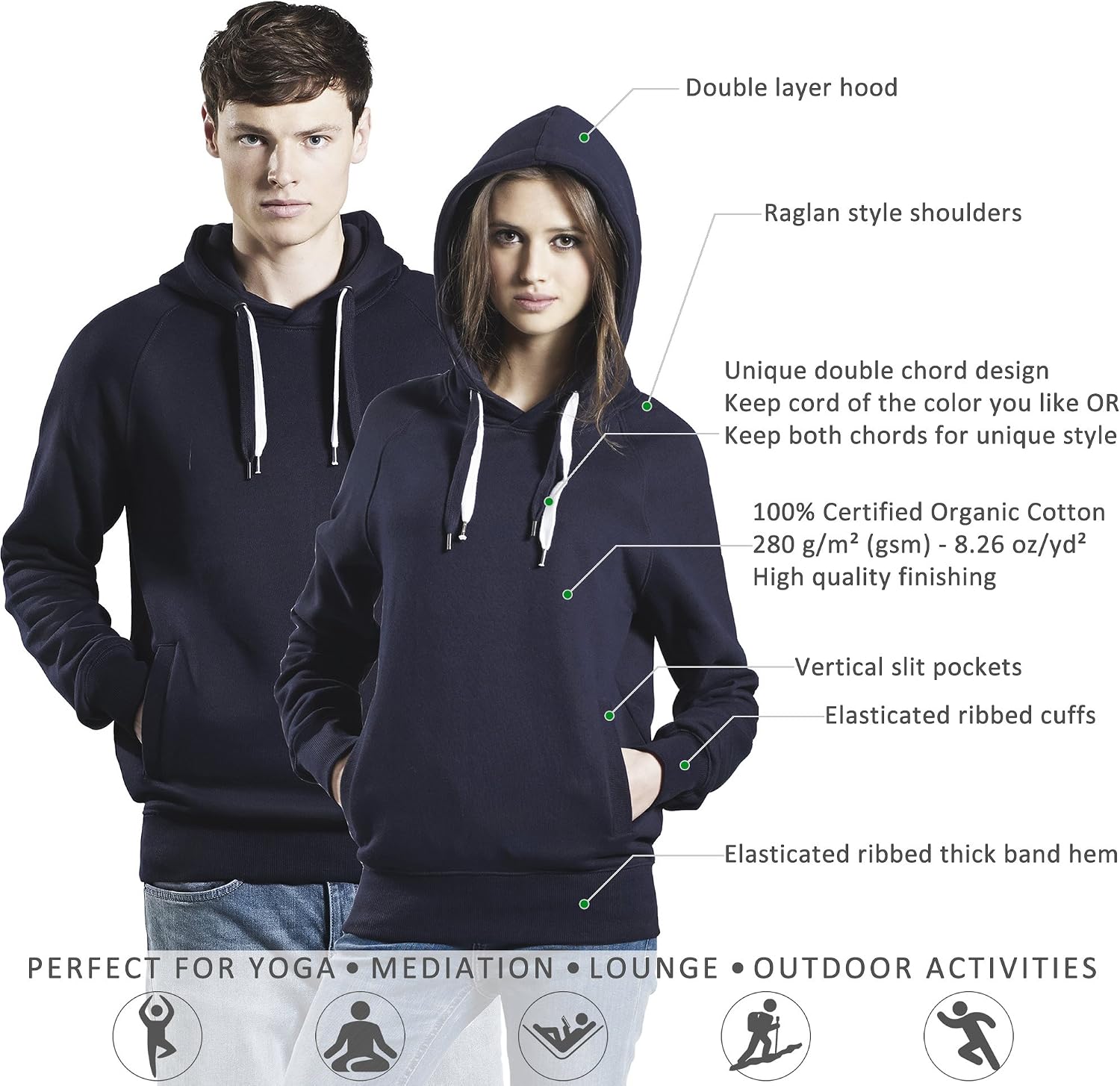 Pullover Hoodie for Women - Cotton Fleece Jacket - Womens Hooded Sweatshirt