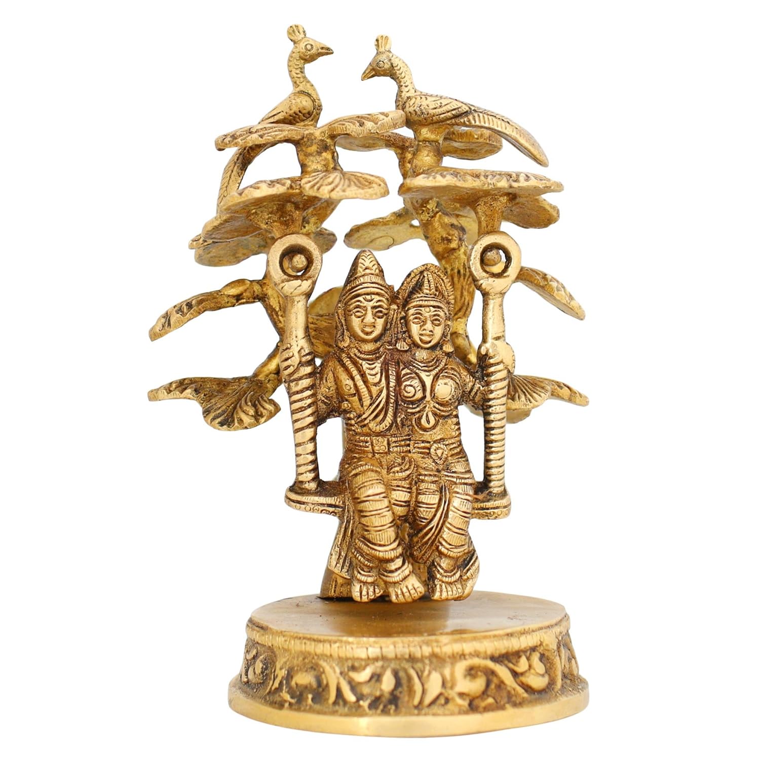 Buy Indian Art Hindu Statue Radha and Krishna On Jhula Brass Figurine Sculpture for Home D?cor 6