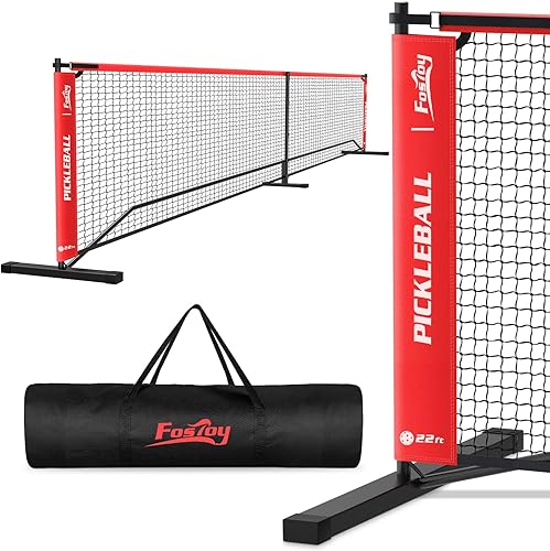 Miniatura 10 de Fostoy Juego de pickleball con red, regulación de red de pickleball de 22 pies, tamaño completo, sistema de red de juego de pelota de pepinillo