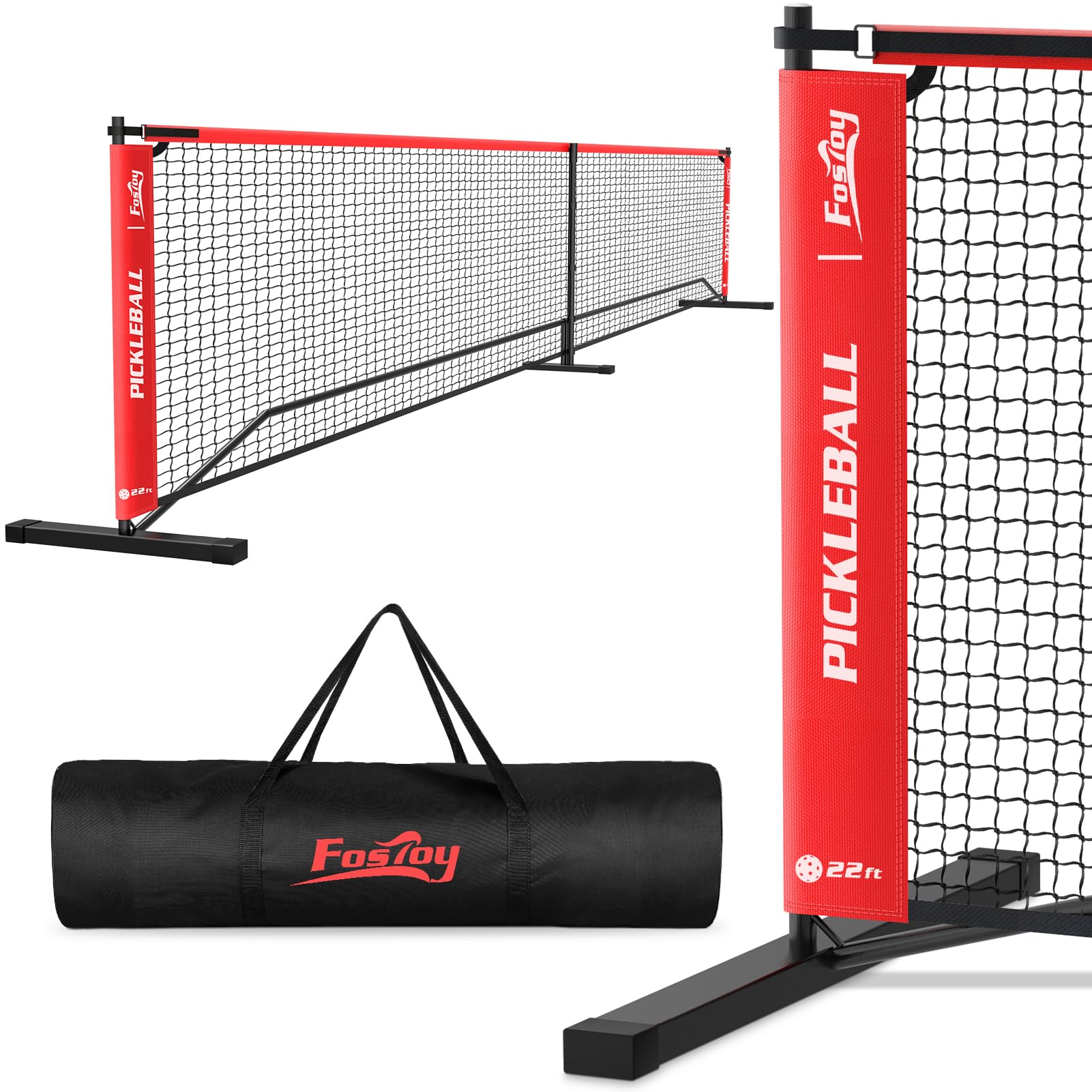 Fostoy Pickleball Net, 22FT Regulation Size Portable Pickleball Net,18-Ply PE Nets, Pickle Ball Net System with Carrying Bag for Indoor Outdoor Driveway Game