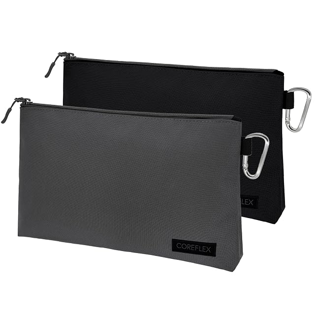 COREFLEX 2 Pack Premium Tool Pouch Zipper Bag with internal pockets 12inch Tool Bag Multipurpose Storage pouch Flat