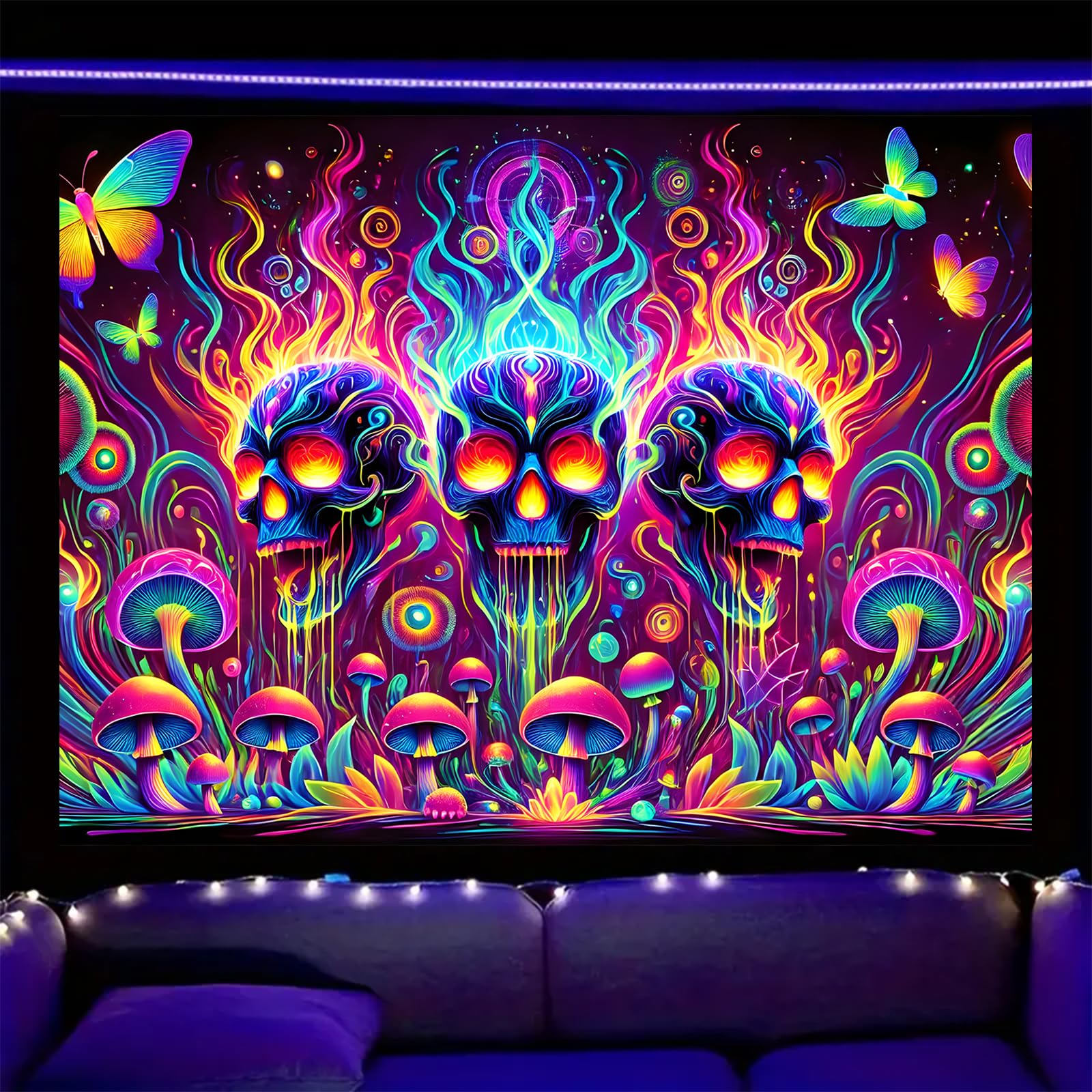 Nuxovilar Skull Mushroom Wall Tapestry Polyester 78.74x59.05 In