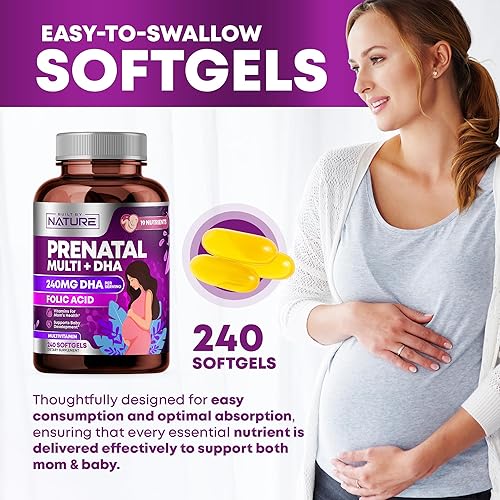 Miniatura 7 de Vitaminas prenatales para mujeres - Multivitamínico con DHA, ácido fólico, vitamina C, B12, hierro y Omega-3 - Suplemento antes, durante y después