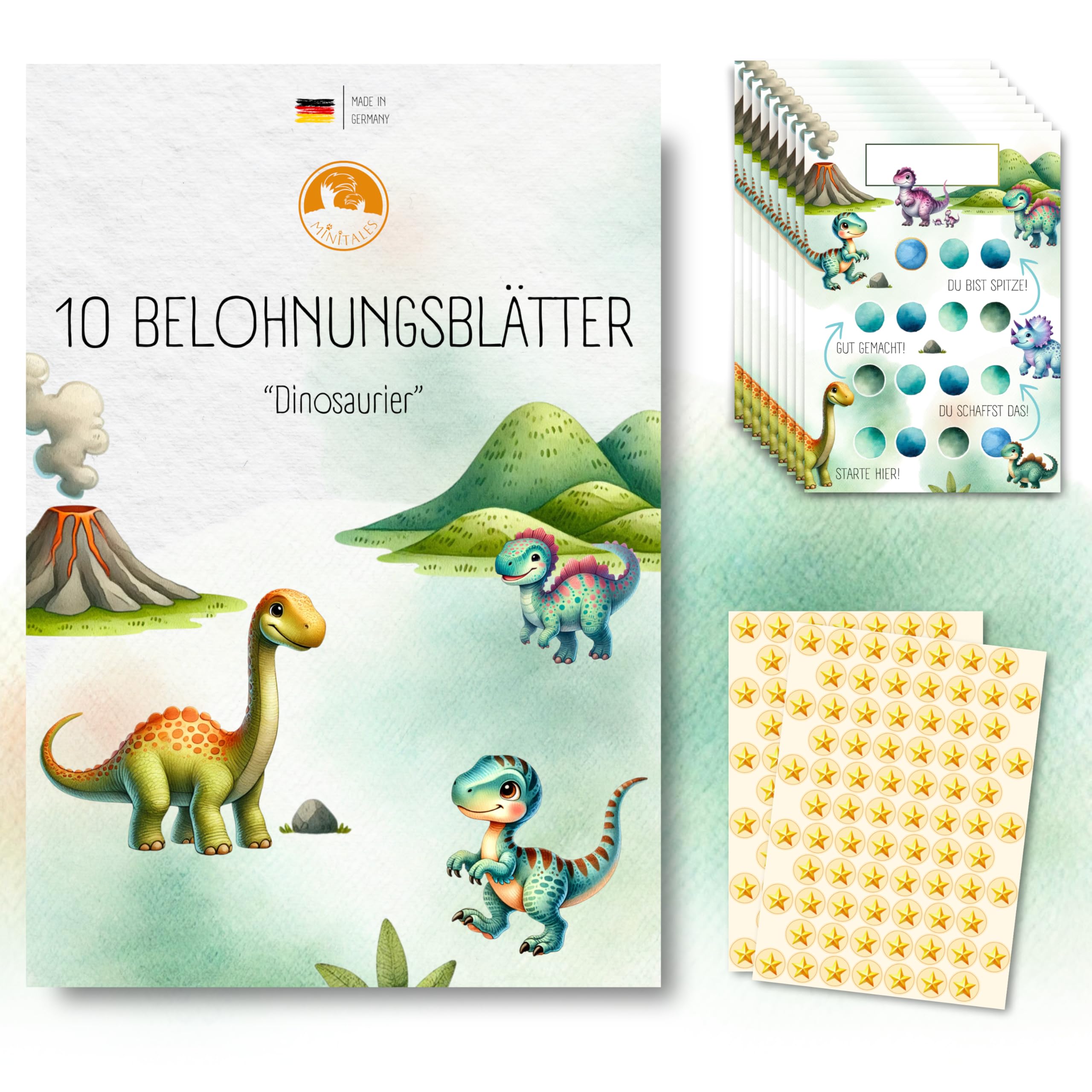 MINITALES Belohnungstafel Kinder – Belohnungssystem mit 10 Blättern & Stickern für Töpfchentraining, Routine & Aufgaben | Aufgabentafel & Routine Planer Kinder ab 3, 4, 6 Jahren