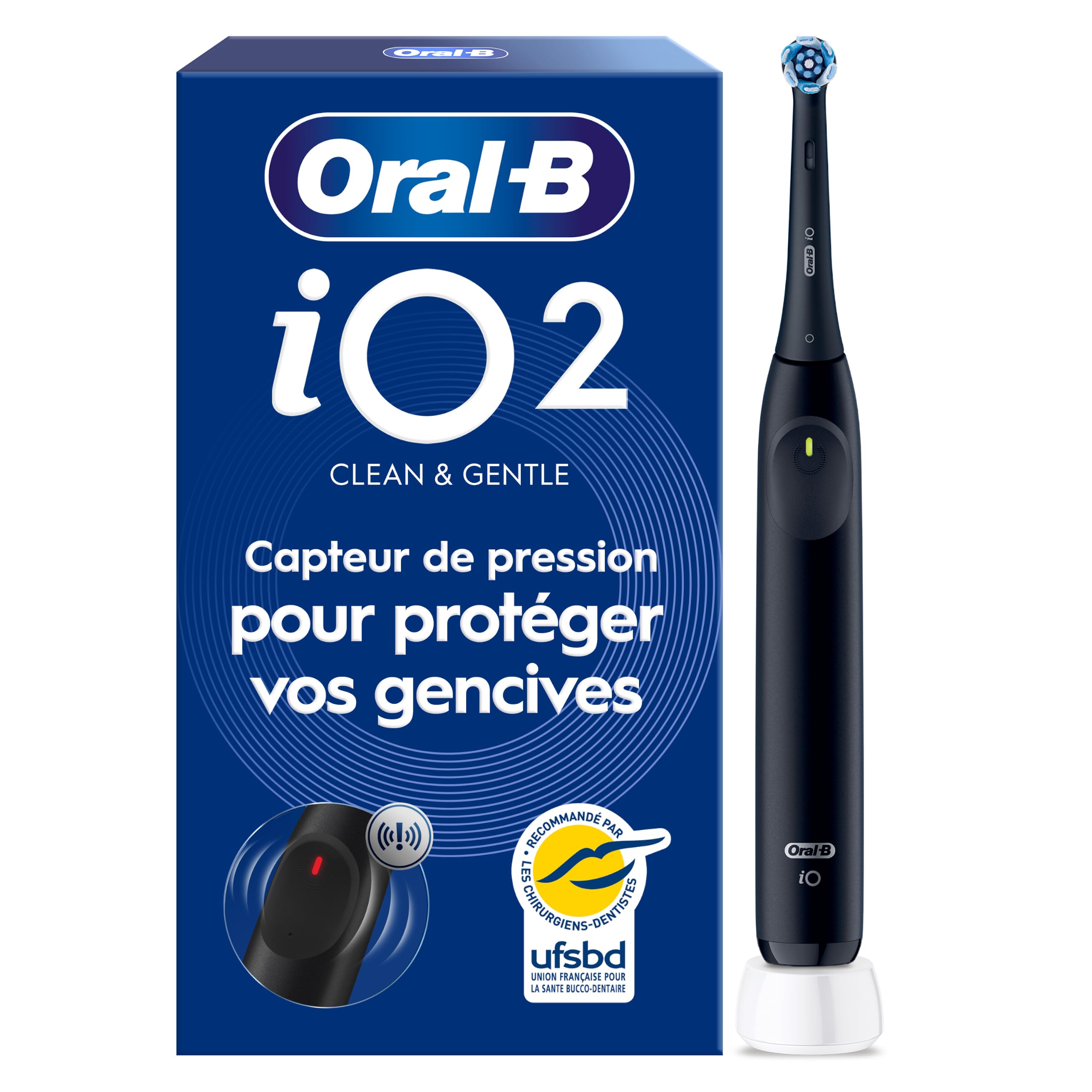 Oral-B Brosse à Dents Electrique iO 2 avec 1 Brossette de Rechange, Noire
