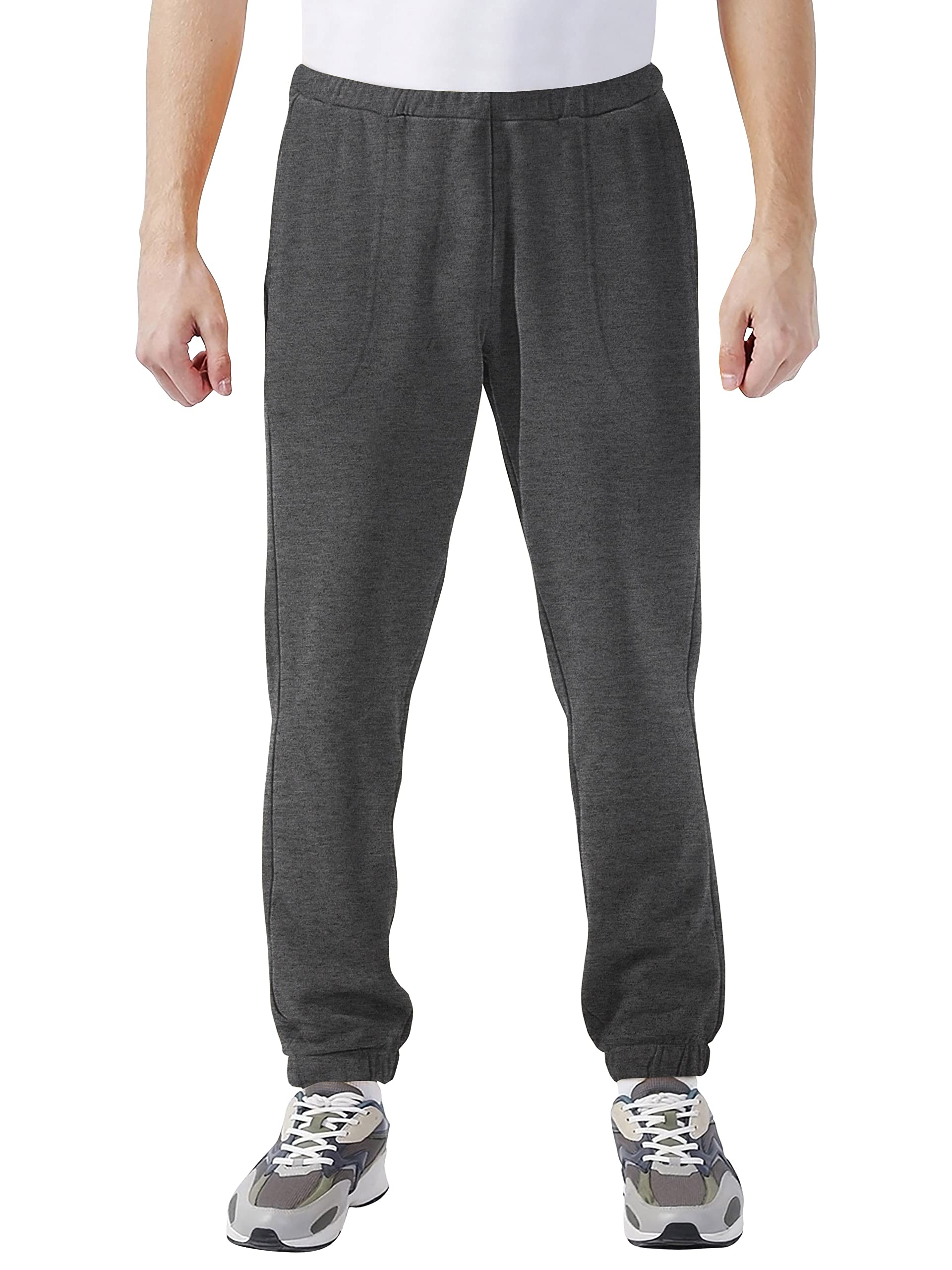 Hat and Beyond Mens Lightweight Sweatpants Elastic Pockets Jogger Pants (Medium, 1ih02_Charcoal)