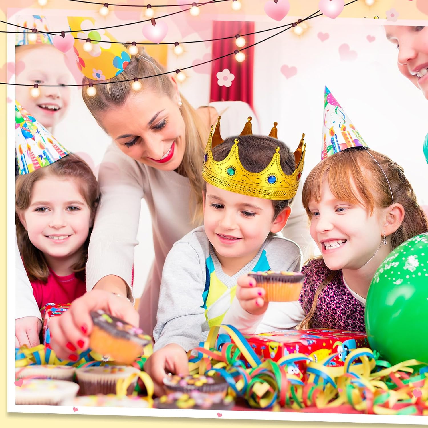 Hanaive King Crowns for Adults Kids Gold Royal Plastic Crown Jeweled for King Queen Prince Princess Costume Cosplay Party