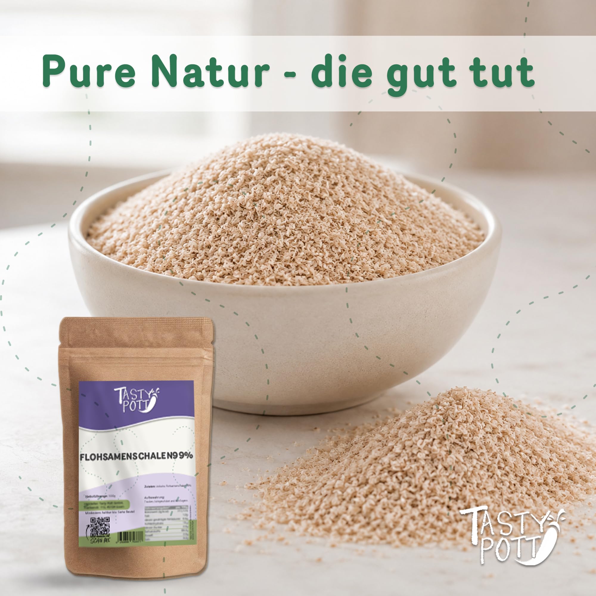 Premium Flohsamenschalen 99% Reinheit I Ballaststoffe I Vegane Ernährung I Nahrungsergänzung I Aus Flohsamen I Im Beutel 1000g (3x1000g)