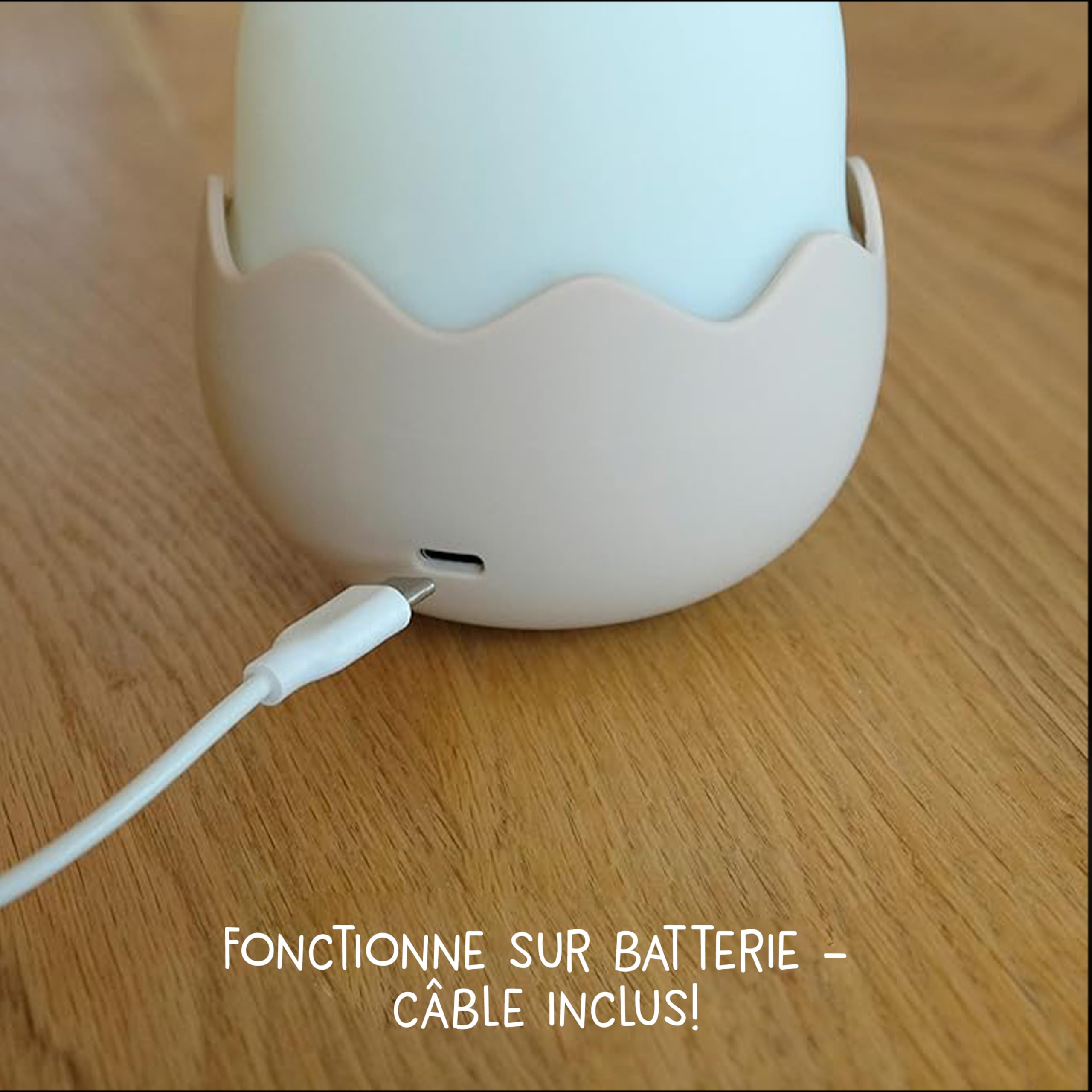 MegaLight Veilleuse LED pour enfants | Veilleuse bébé sans petits éléments ingérables | Lampe d'allaitement tactile à intensité variable | Lampe de nuit rechargeable par USB | Eggy Egg