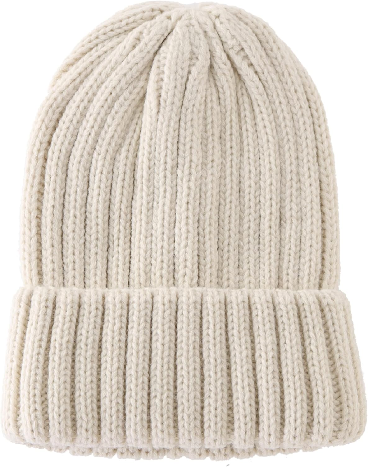 Connectyle Women's Rib Knit Cuffed Beanie Hat Stretch Acrylic Winter Hat Thick Warm Snow Ski Cap