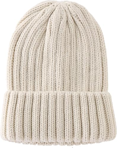 Miniatura 3 de Connectyle Gorro de punto acanalado para mujer, gorro elástico de acrílico para invierno, gorra gruesa y cálida para esquí de nieve