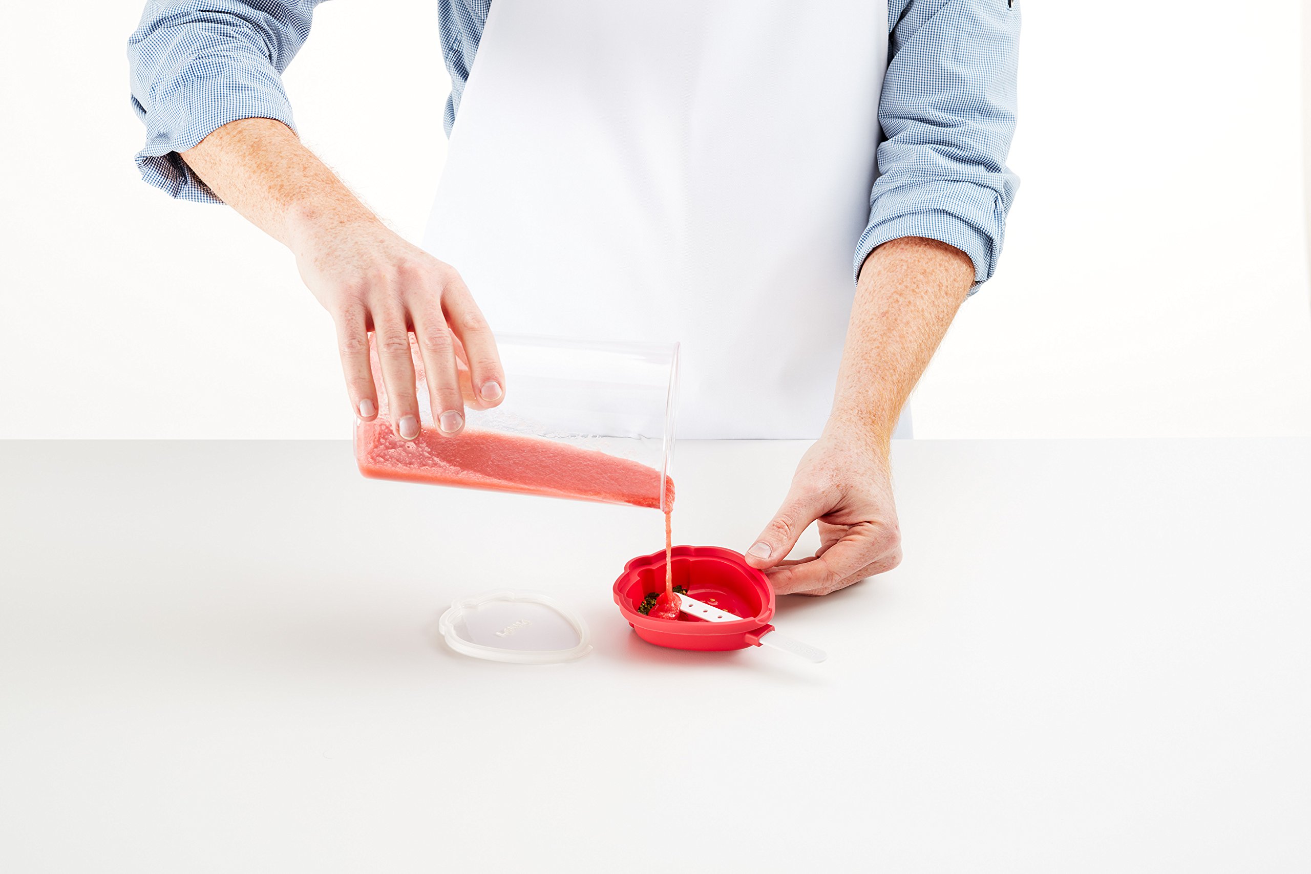 Lékué Pack de Moldes para Helados en Forma de Fresa, Silicona platino Rojo, 95 ml x 4 Unidades