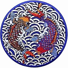 Japanese Koi Fish Embroidered Patch Iron on Sew on or Stick on Embroidered Patch