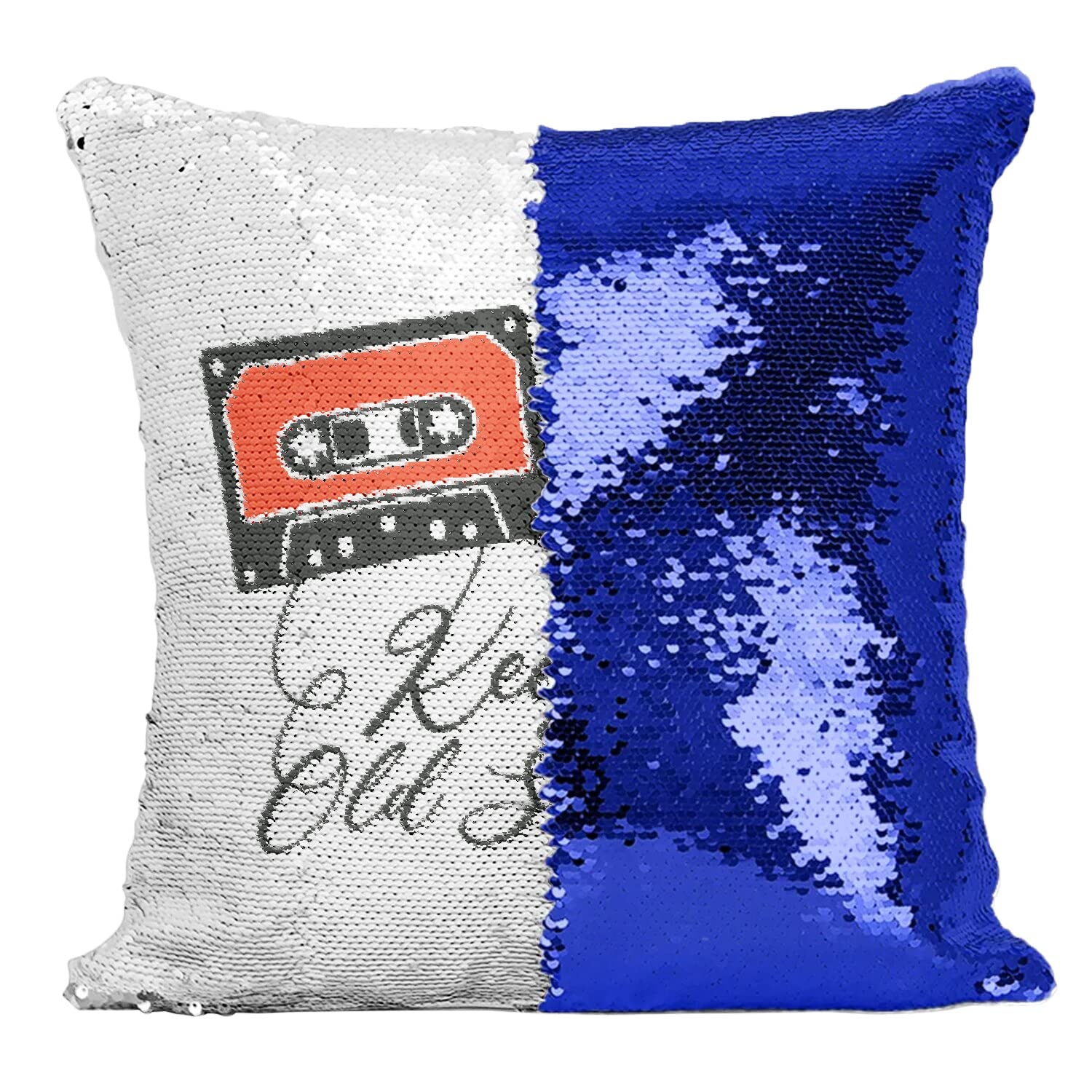 Coussin Sequin Bleu Keeping It Old School Idée Cadeau Originale pour Fan de Musique Vintage