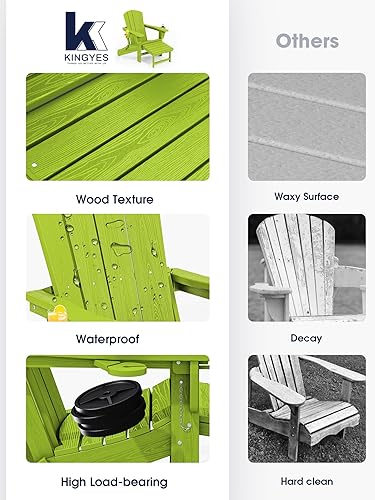 Vista 9 de KINGYES Silla Adirondack plegable ajustable con otomana, Apple Manzana