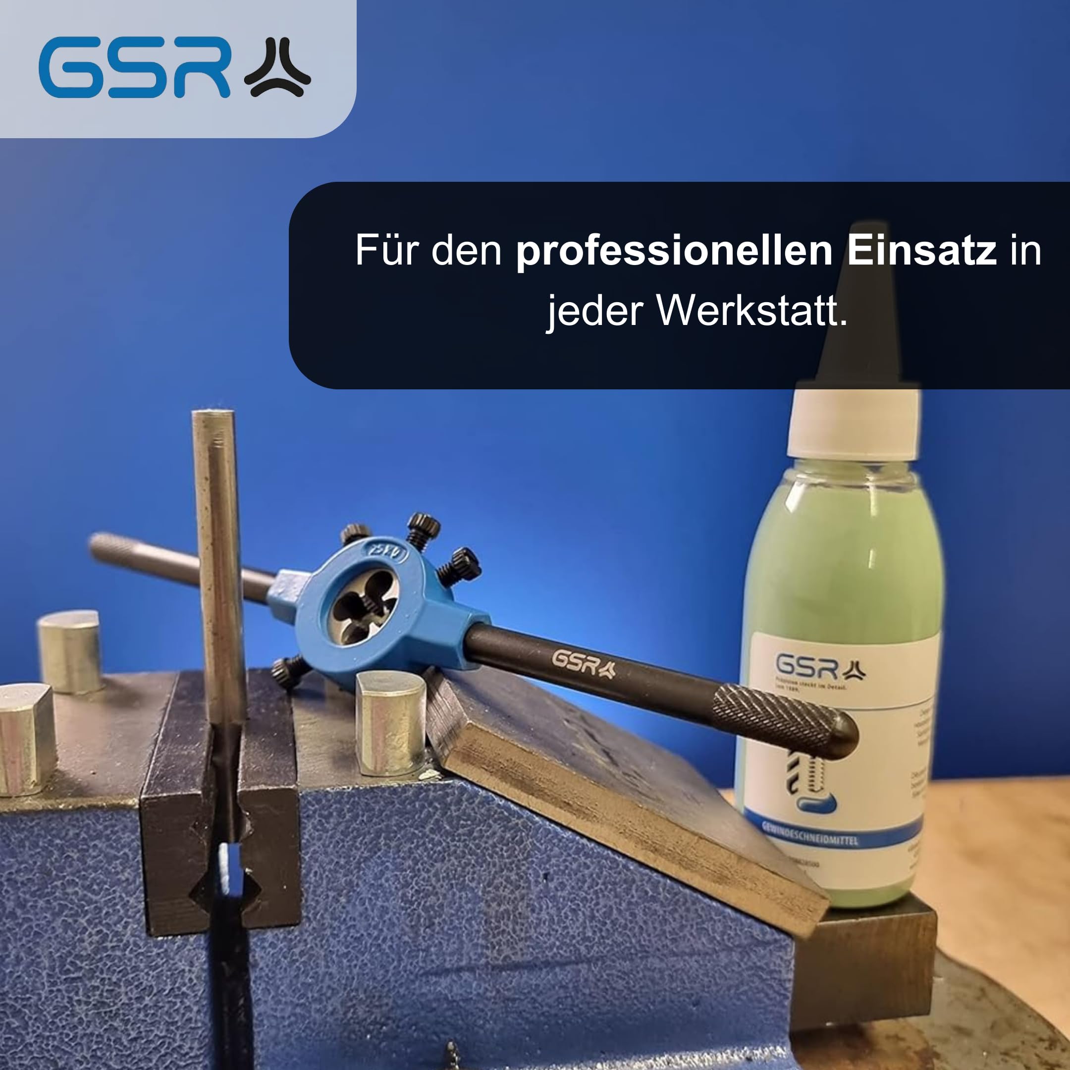 PROFI filière set 8 pièces, M3-M12, HSS, mit filièrehalter, GSR