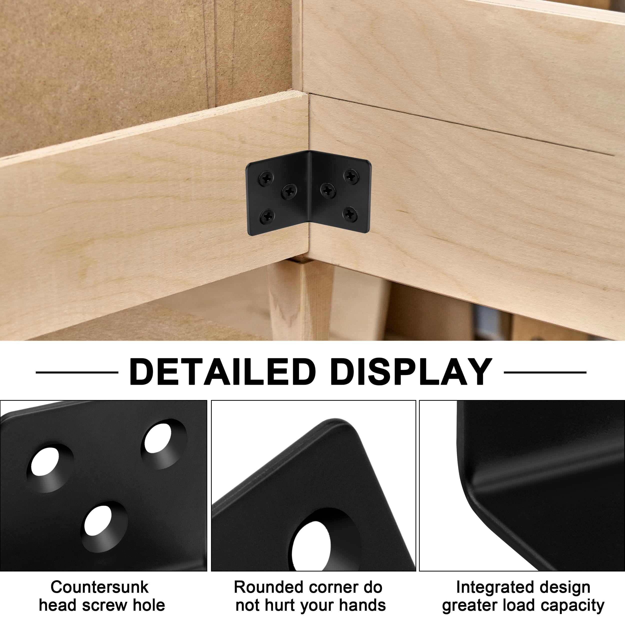 Staffe Angolari 90° L - 20 Pezzi Neri Con Viti | Rinforzo Per Mobili, Scaffali, Tavoli E Sedie - Foto 4