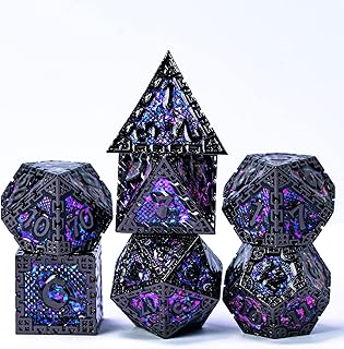 Metal DND Dice Set, 7PCS Polyhedral D&D Dice Set Dragon d and d Dice for Dungeons and Dragons Gift, Metal Dice Set d&d for Role Playing Dice(Black 2)