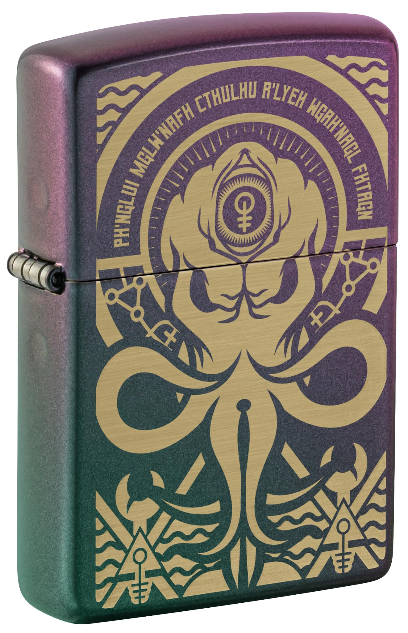 Zippo Windproof Lighter, Evil Design – Iridescent, Laser-Engraved – Refillable, Reusable, Windproof Design – Comes in Gift Box – Made in USA