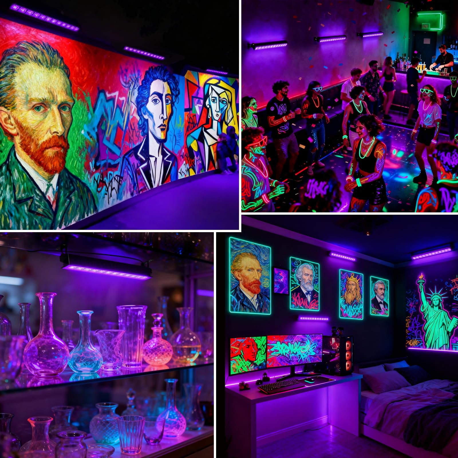 CREATESTAR Czarne światło LED 45 W, czarne światło UV LED z wtyczką, IP66 wodoszczelne czarne światło na imprezę, efekty fluorescencyjne, dekoracja na Halloween, scenę