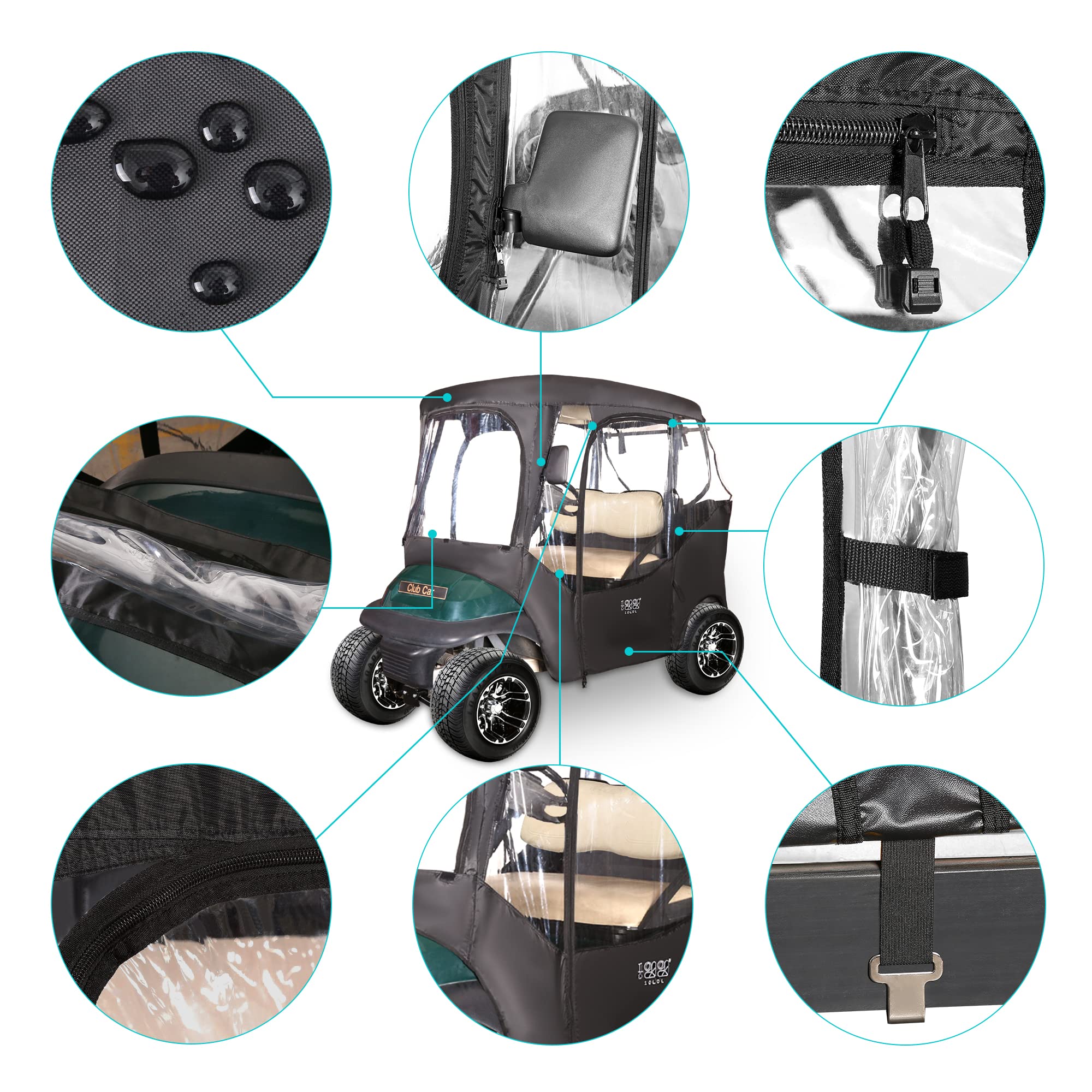 10L0L Golf Cart Enclosure for Club Car DS Precedent 2 Passenger Golf Cart Cover with 2 Door