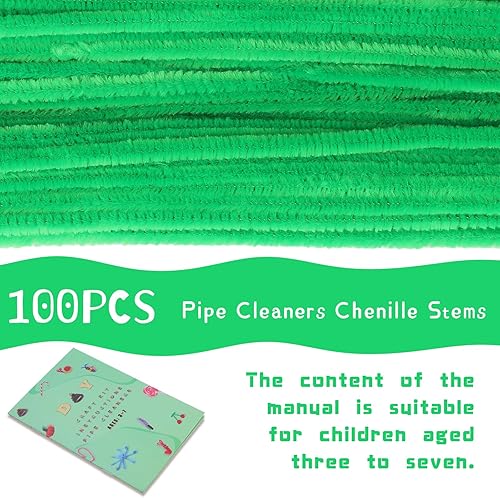 Miniatura 2 de Giwrmu 100 piezas de tallos de felpilla para limpiar pipas color verde fruta, suministros de manualidades de palos peludos, limpiador de tuberías de