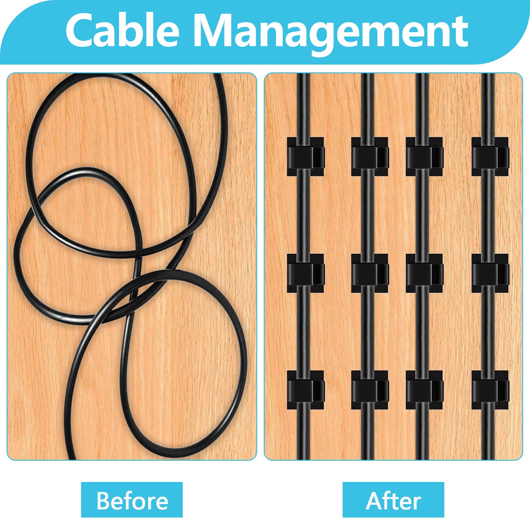 XHF 120-Pack Adhesive Cable Clips - 0.63" White Wire Organizers For Under Desk, Wall, TV, PC, And Car Cable Management - View #12