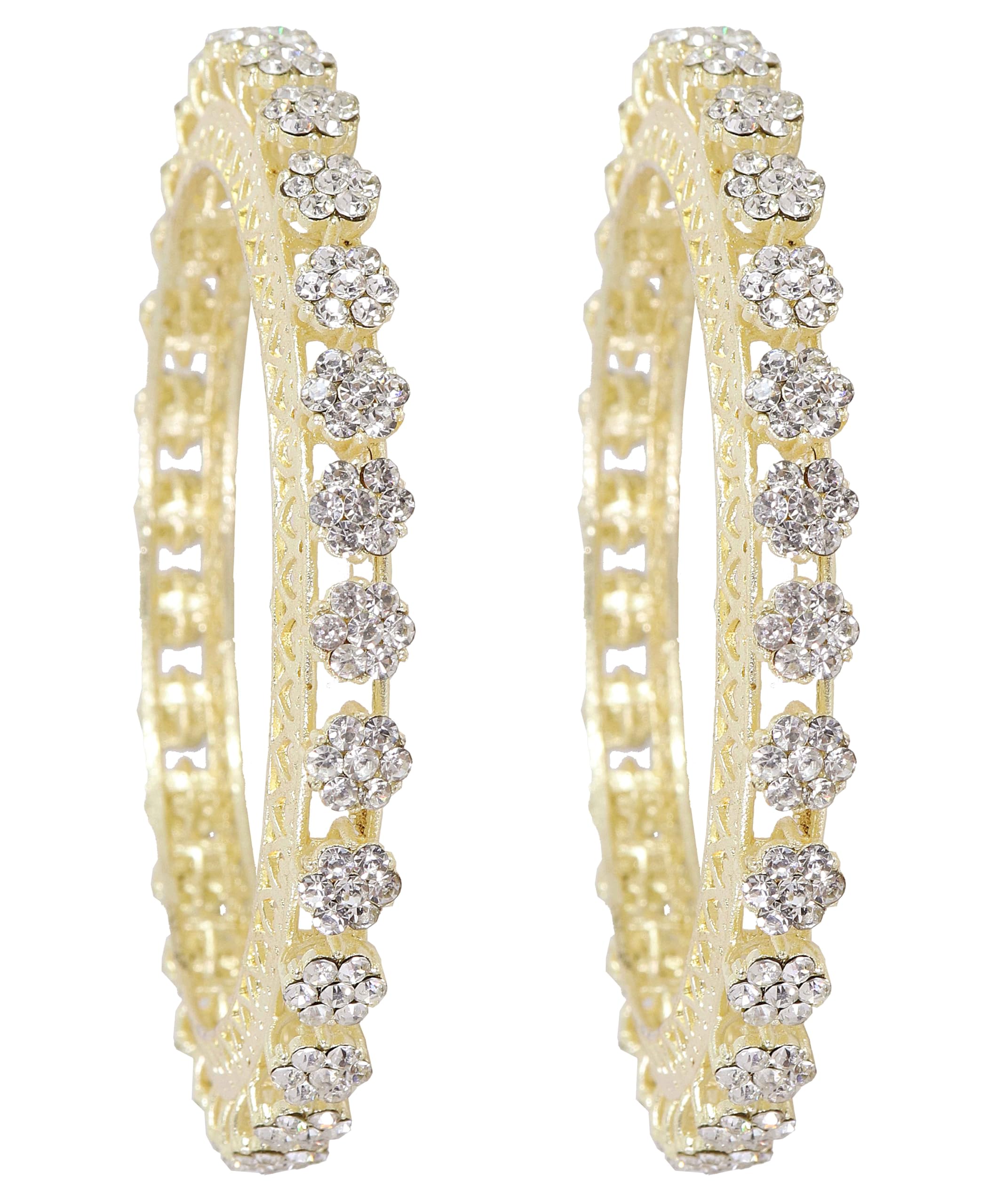 NMII Premium Gold Plated Metal American Diamond Bangles Set For Women & Girls | Metal Kada For Women | Traditional Bangles For Women | Chudiyan | Women Kada Bangles-(MAH78-Gold-2.4) (B0D2DPDH3R) Amazon Price History, Amazon Price Tracker