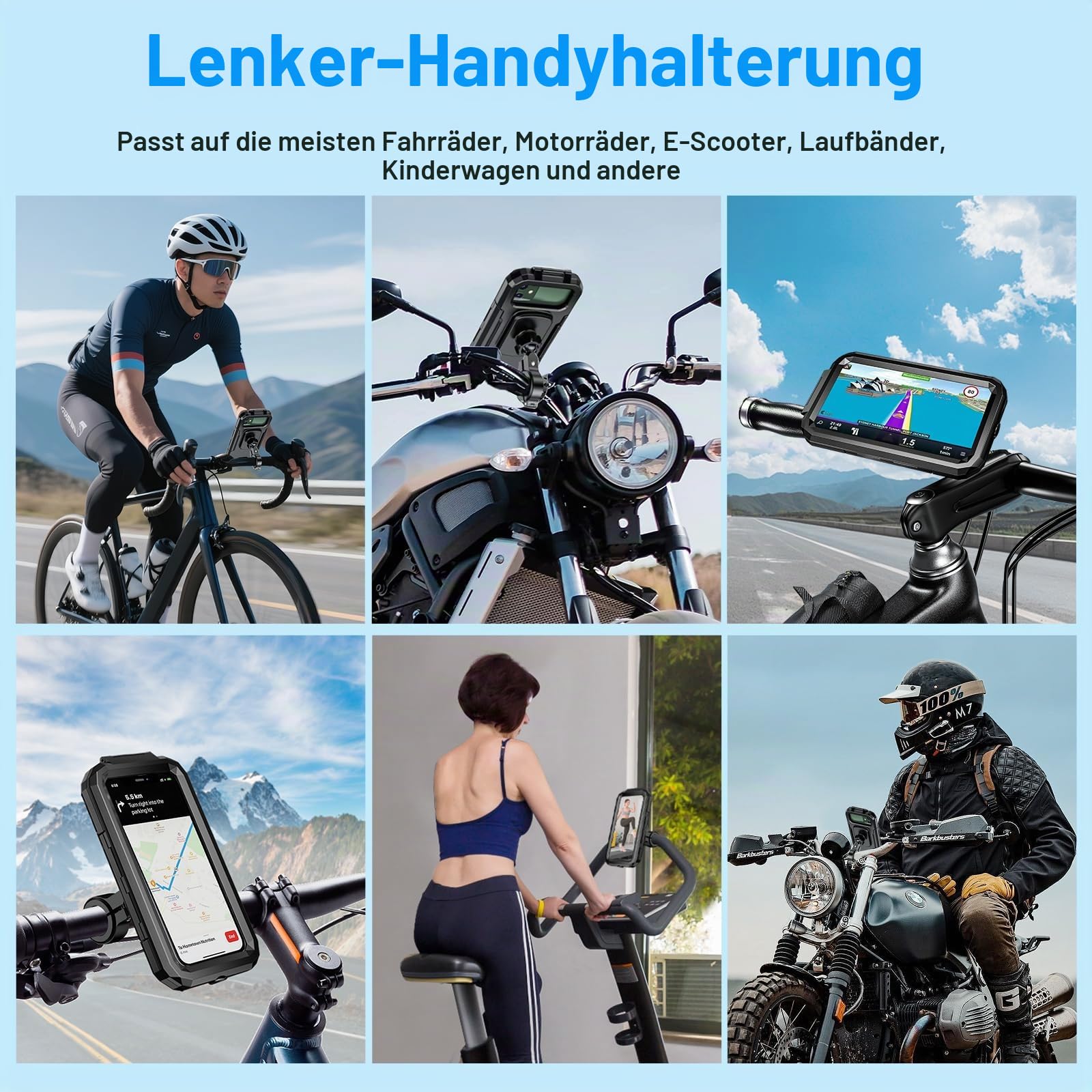 Motorrad Handyhalterung Wasserdicht Handy Halterung Fahrrad Universal 360° Drehbaren Anti-Vibration Motorrad Scooter Handyhalter Fahrrad Lenker für 5.5-6.8''