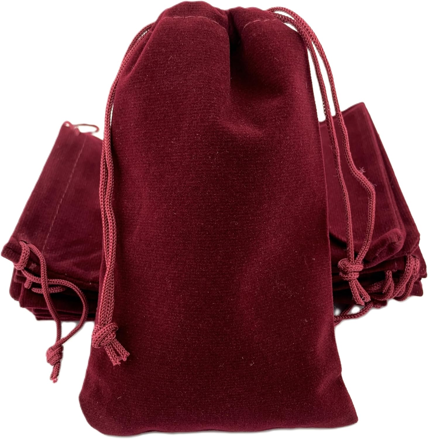 AEAOA Gift Bags, Pack of 25 Pieces 6" X 4" Velvet Drawstring Jewelry Pouches, for Candy, Pins, Jewelry, Treats, Birthday Party Favors (Burgundy Dark Red)