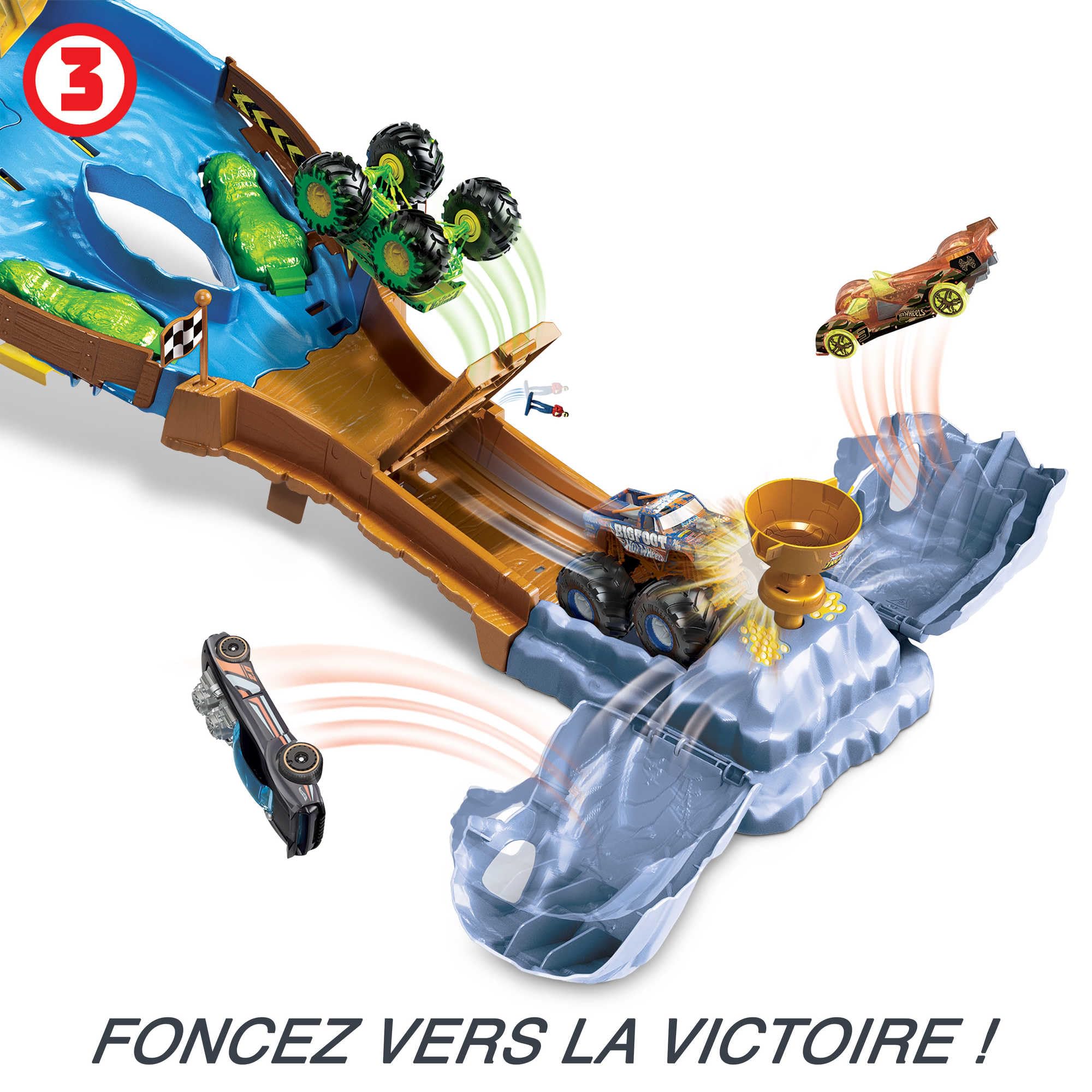 Hot Wheels Monster Trucks Coffret Course Démolition